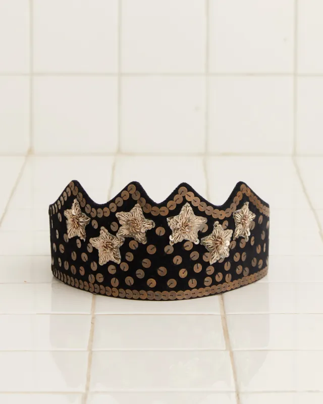 Velvet Sequin Crown - Black sold by BODE