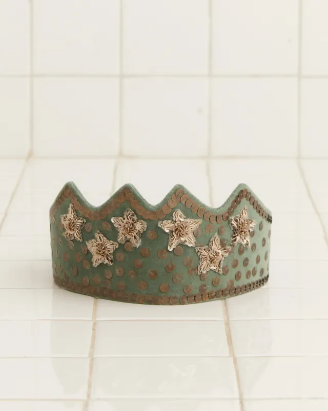 Velvet Sequin Crown - Sage sold by BODE
