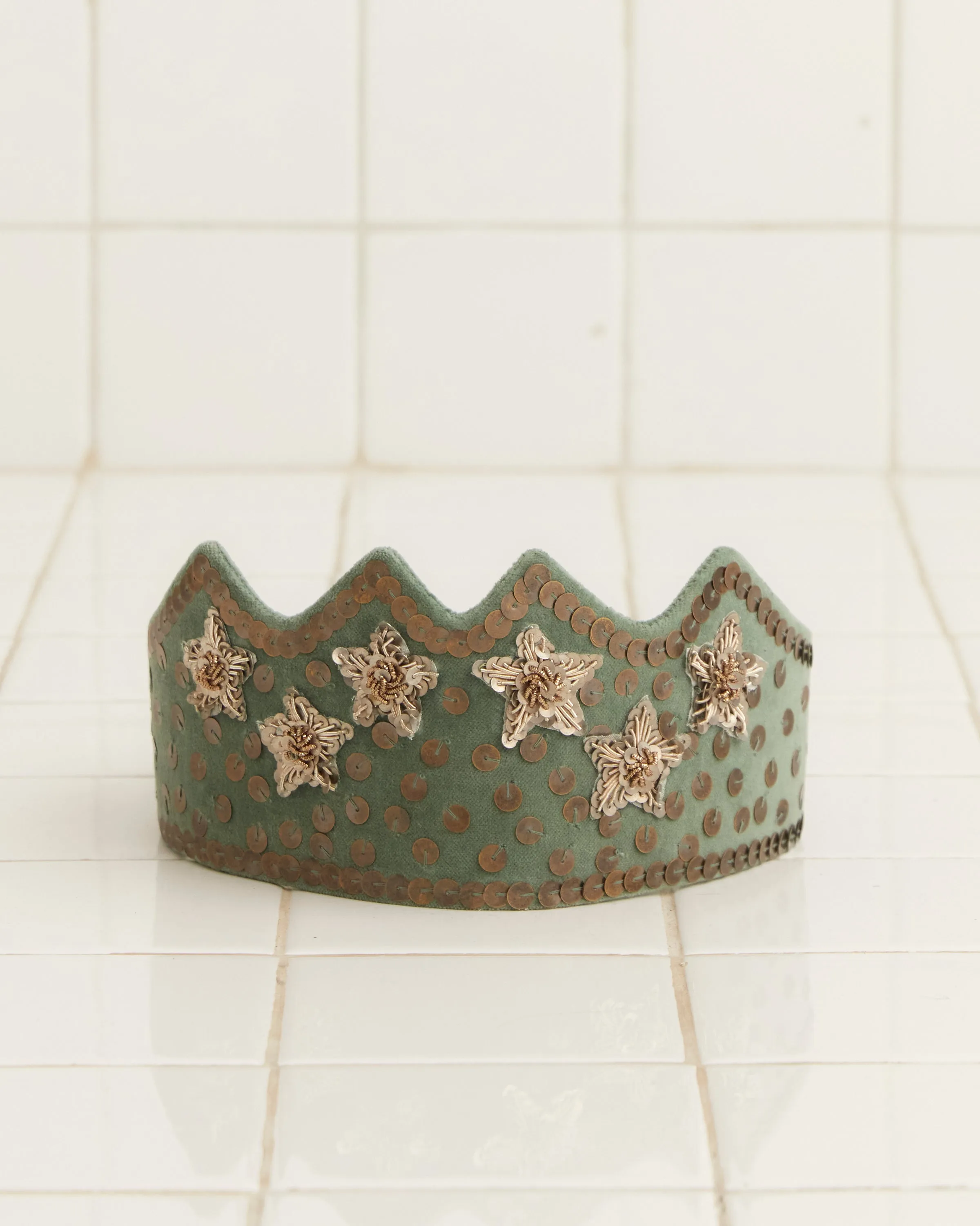 Velvet Sequin Crown - Sage sold by BODE