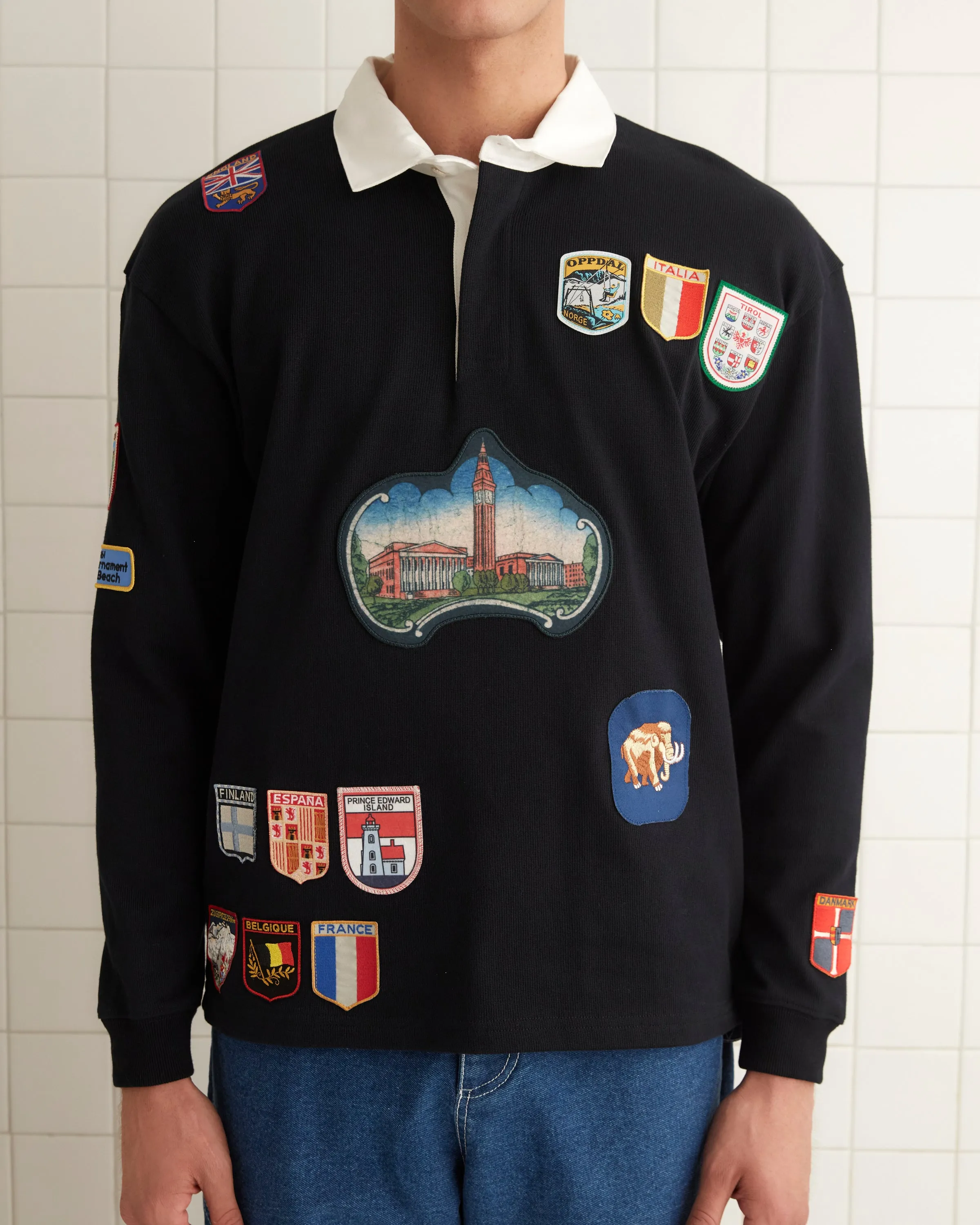 Multi-Patch Rugby Shirt - Black sold by BODE product image thumbnail 2