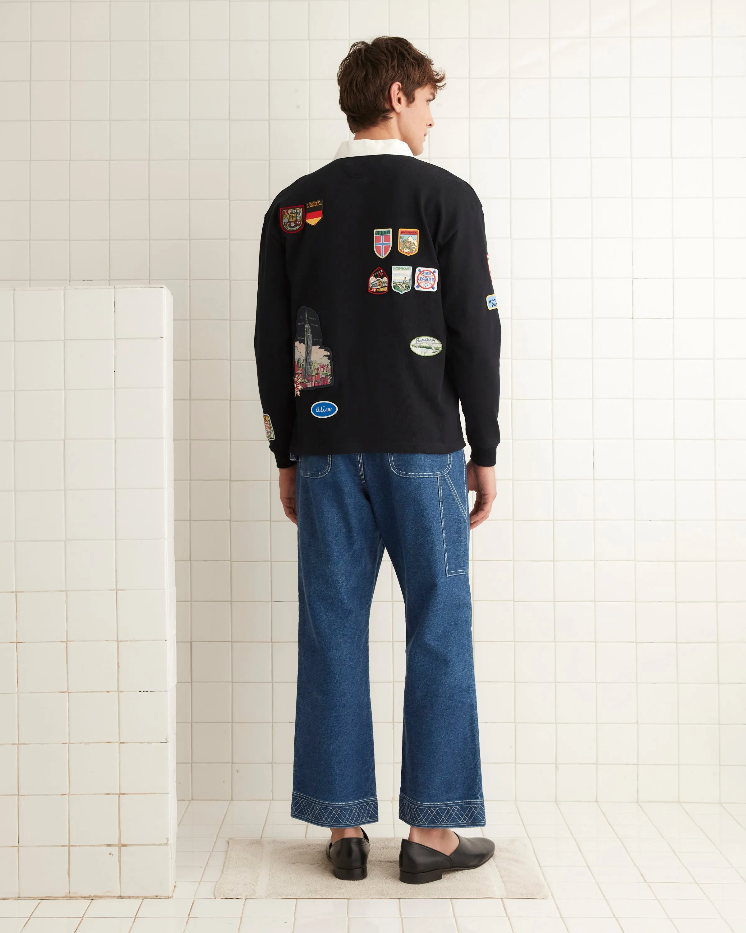 Multi-Patch Rugby Shirt - Black sold by BODE product image thumbnail 3