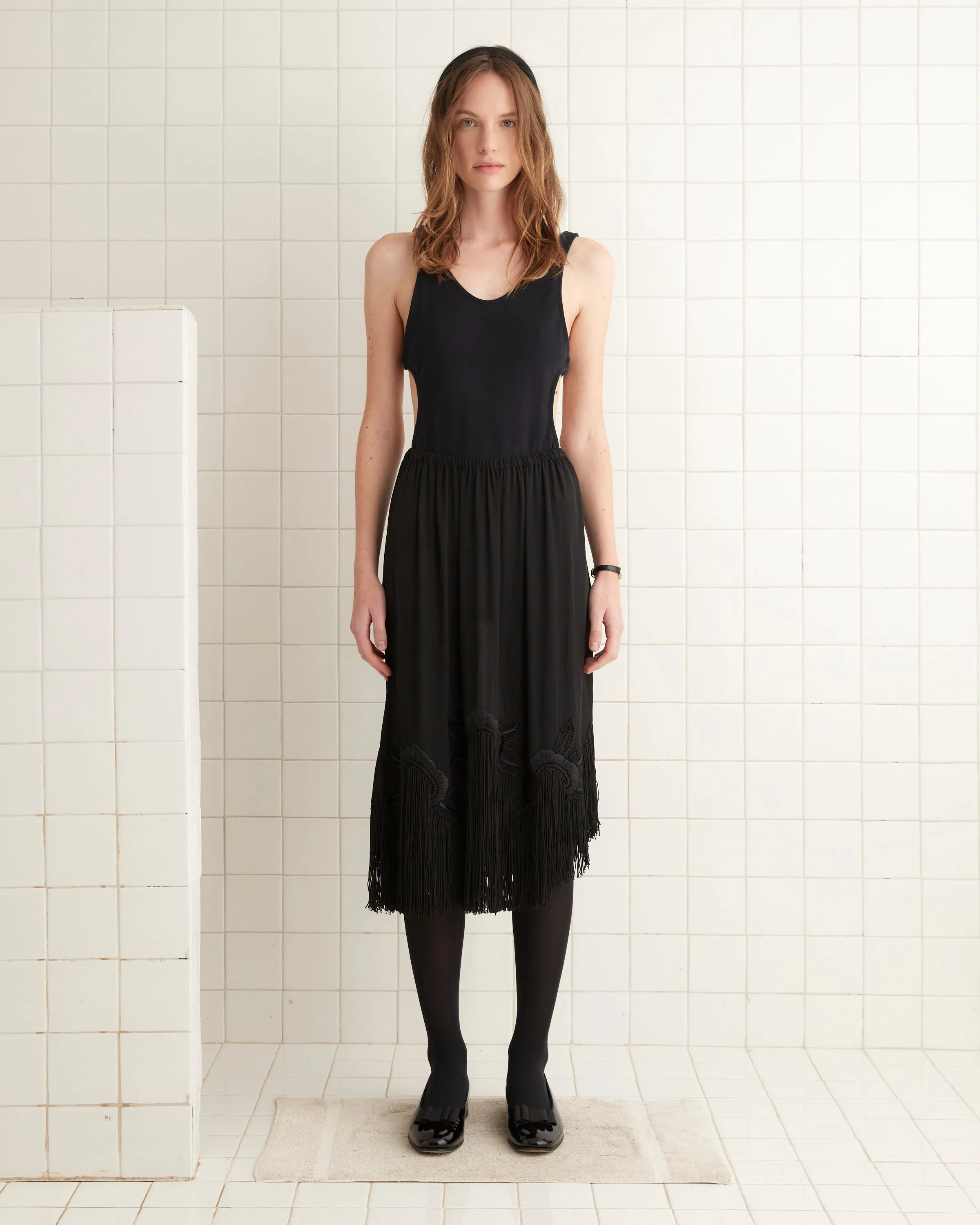 Daffodil Fringe Skirt sold by BODE