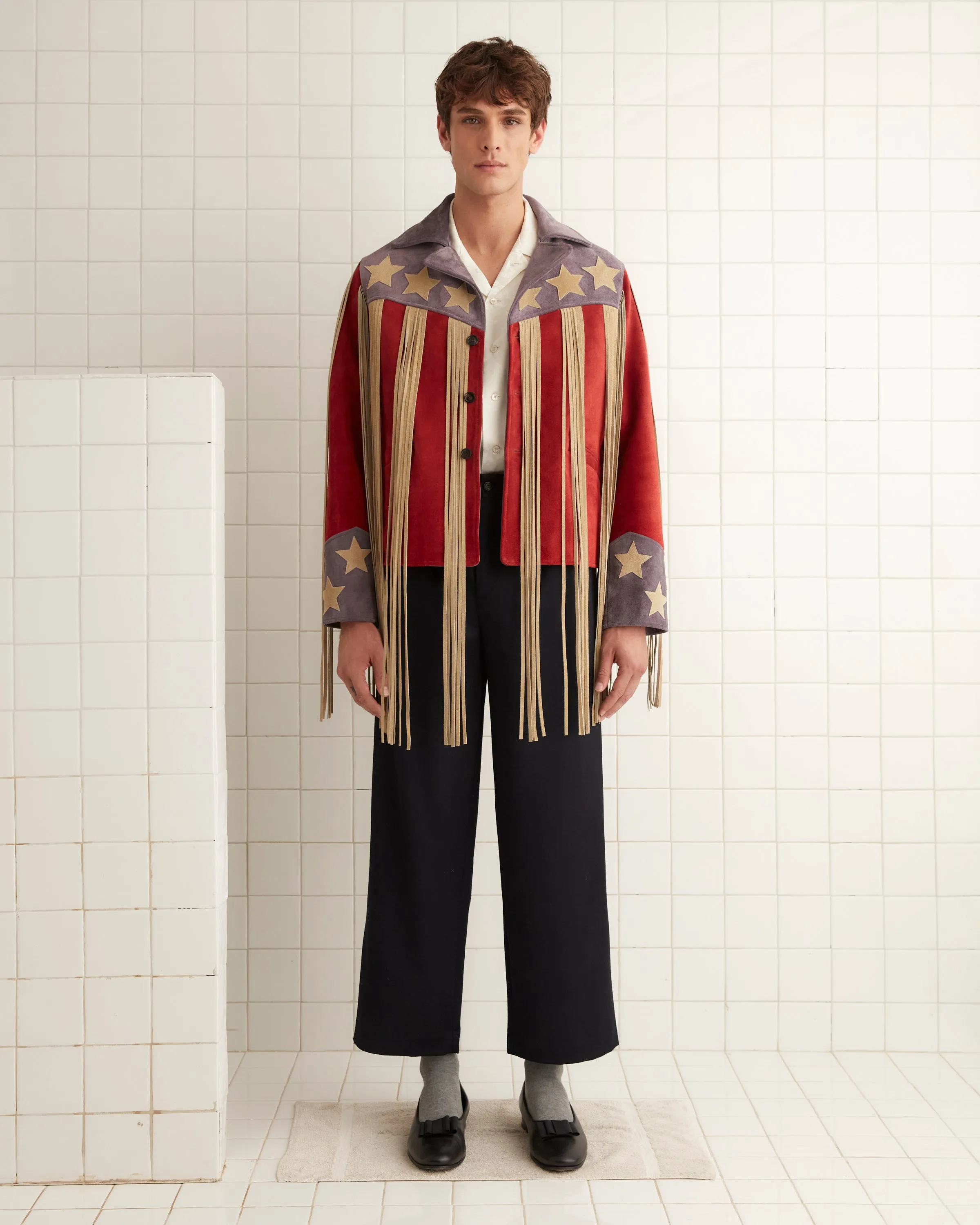 Flag Fringe Jacket sold by BODE