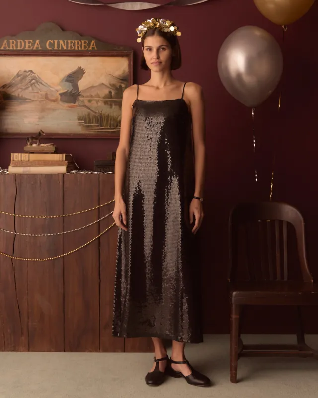 Cyrene Sequin Dress sold by BODE