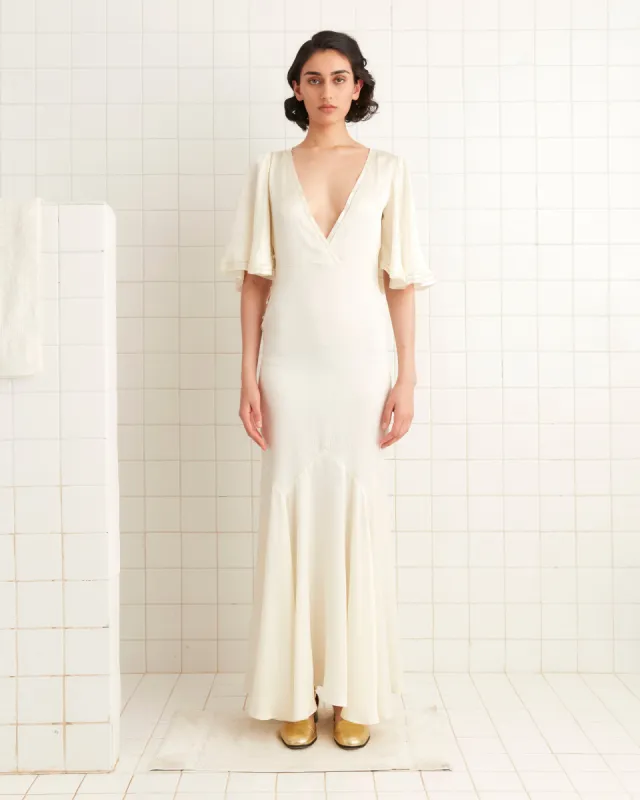 Satin Claret Gown - White sold by BODE