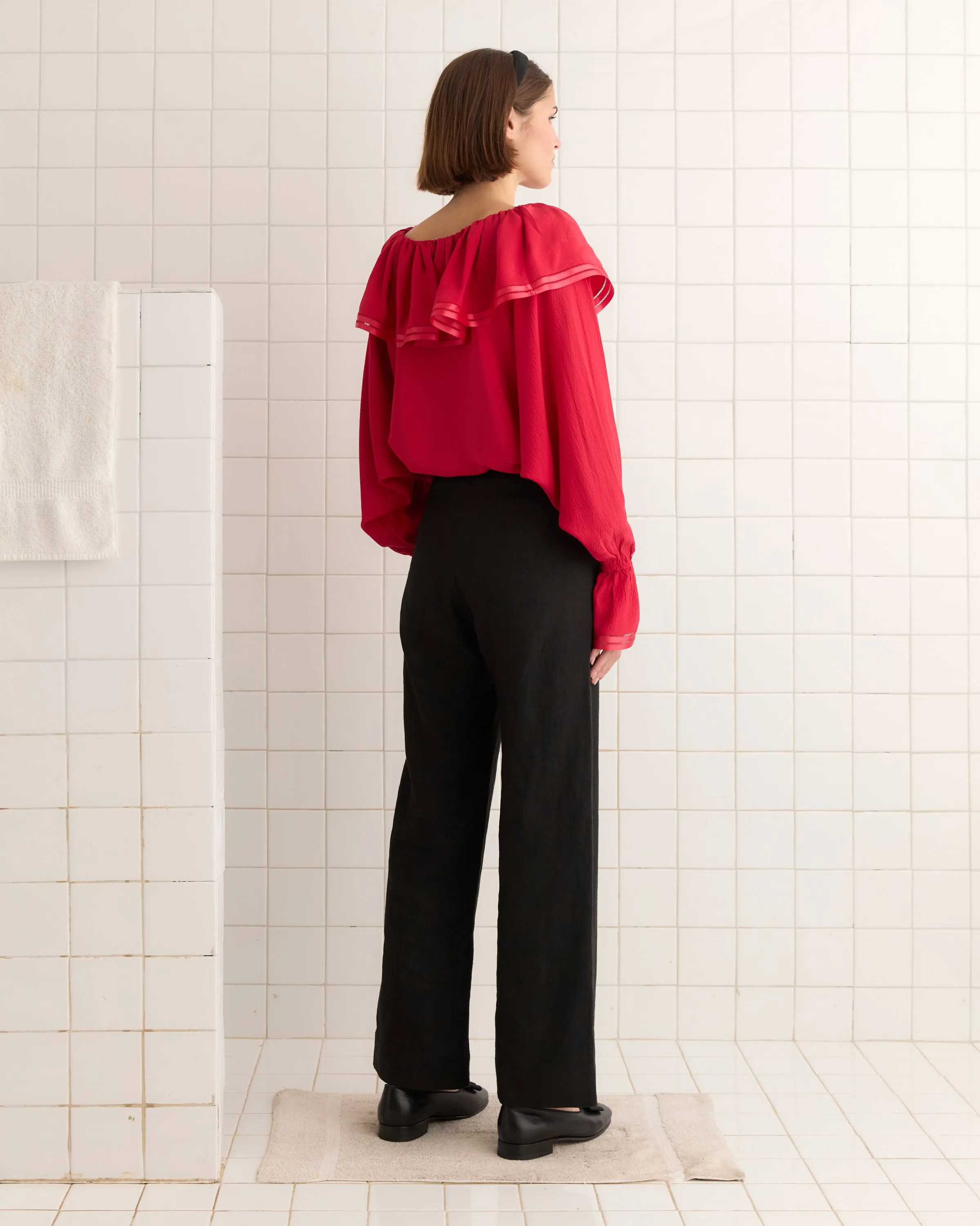 Satin Claret Blouse - Red sold by BODE product image thumbnail 3