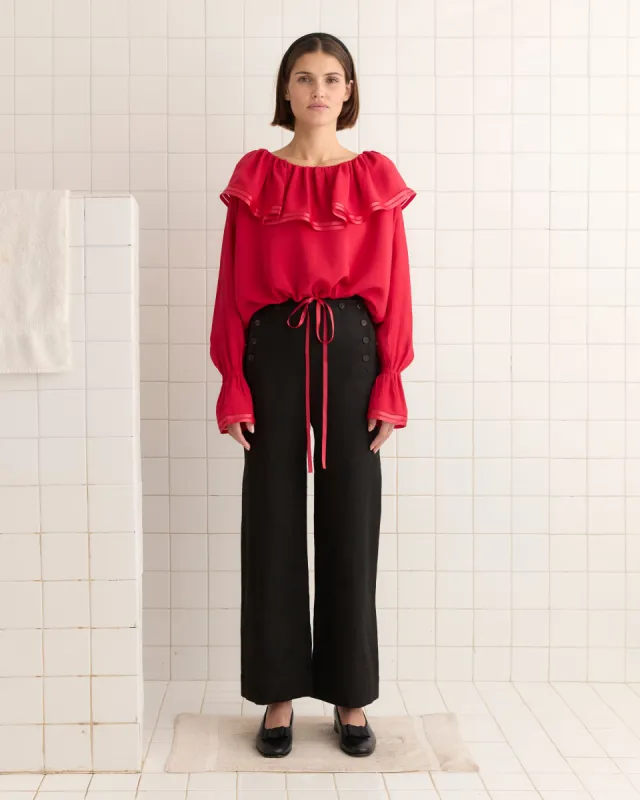 Satin Claret Blouse - Red sold by BODE