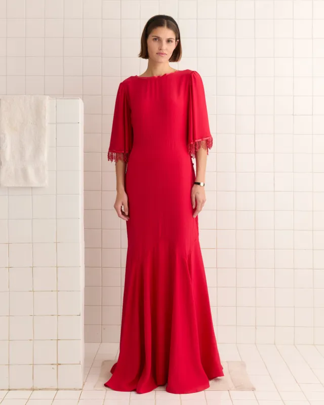 Beaded Claret Gown - Red sold by BODE
