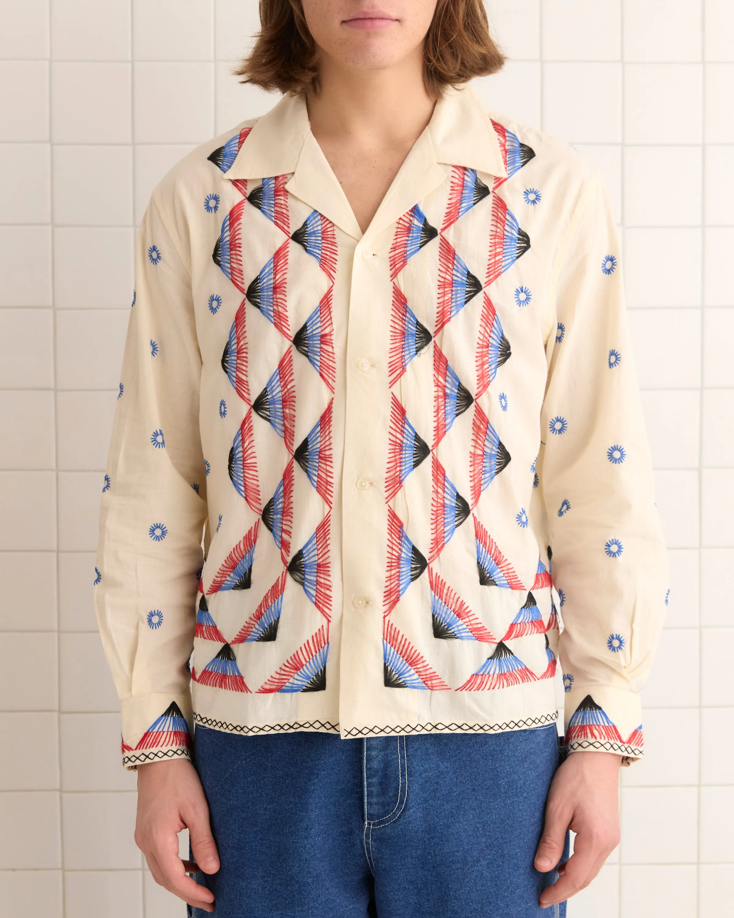 Embroidered Peak Long Sleeve Shirt sold by BODE product image thumbnail 2