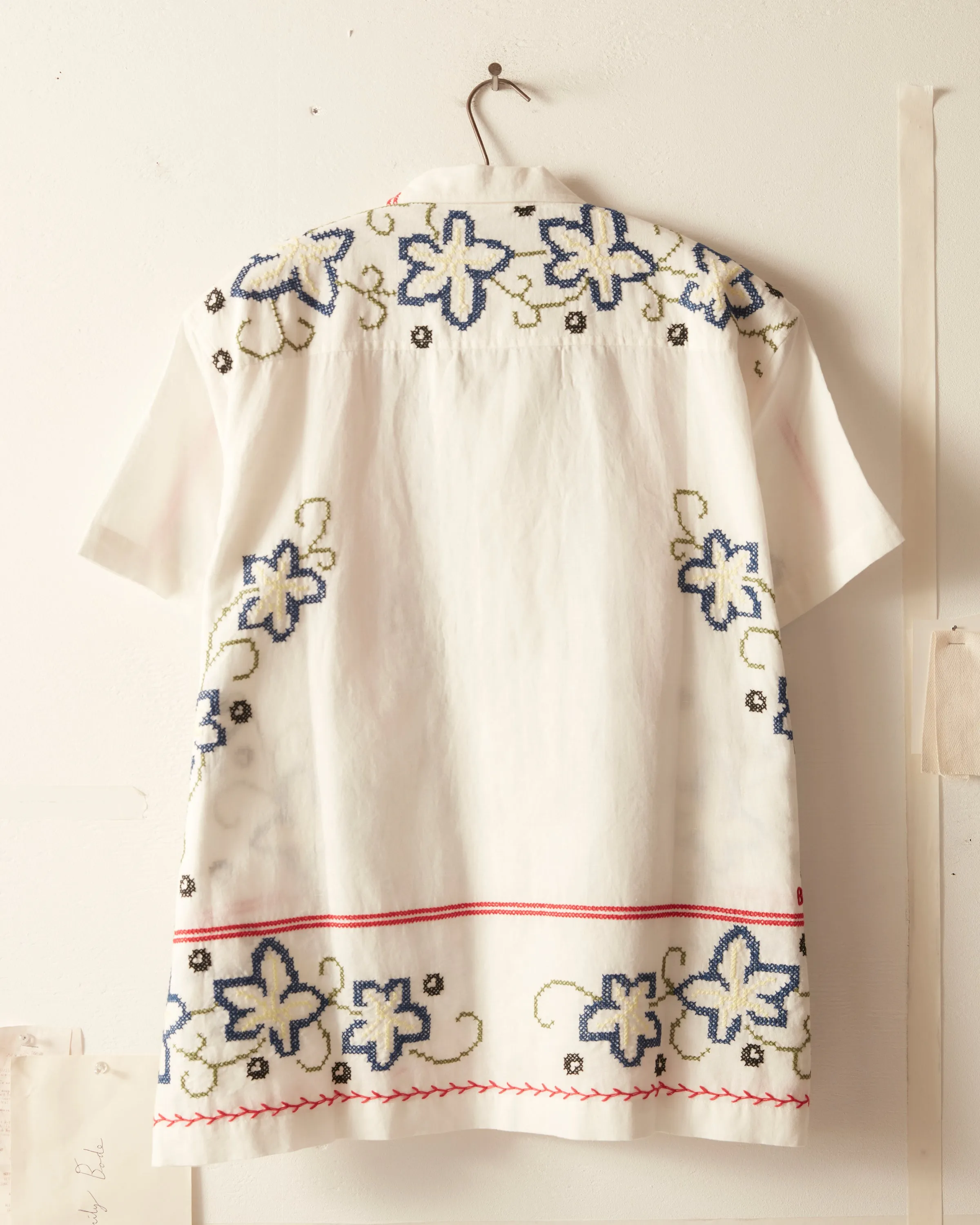 Cornflower Cross Stitch Short Sleeve Shirt sold by BODE product image thumbnail 5
