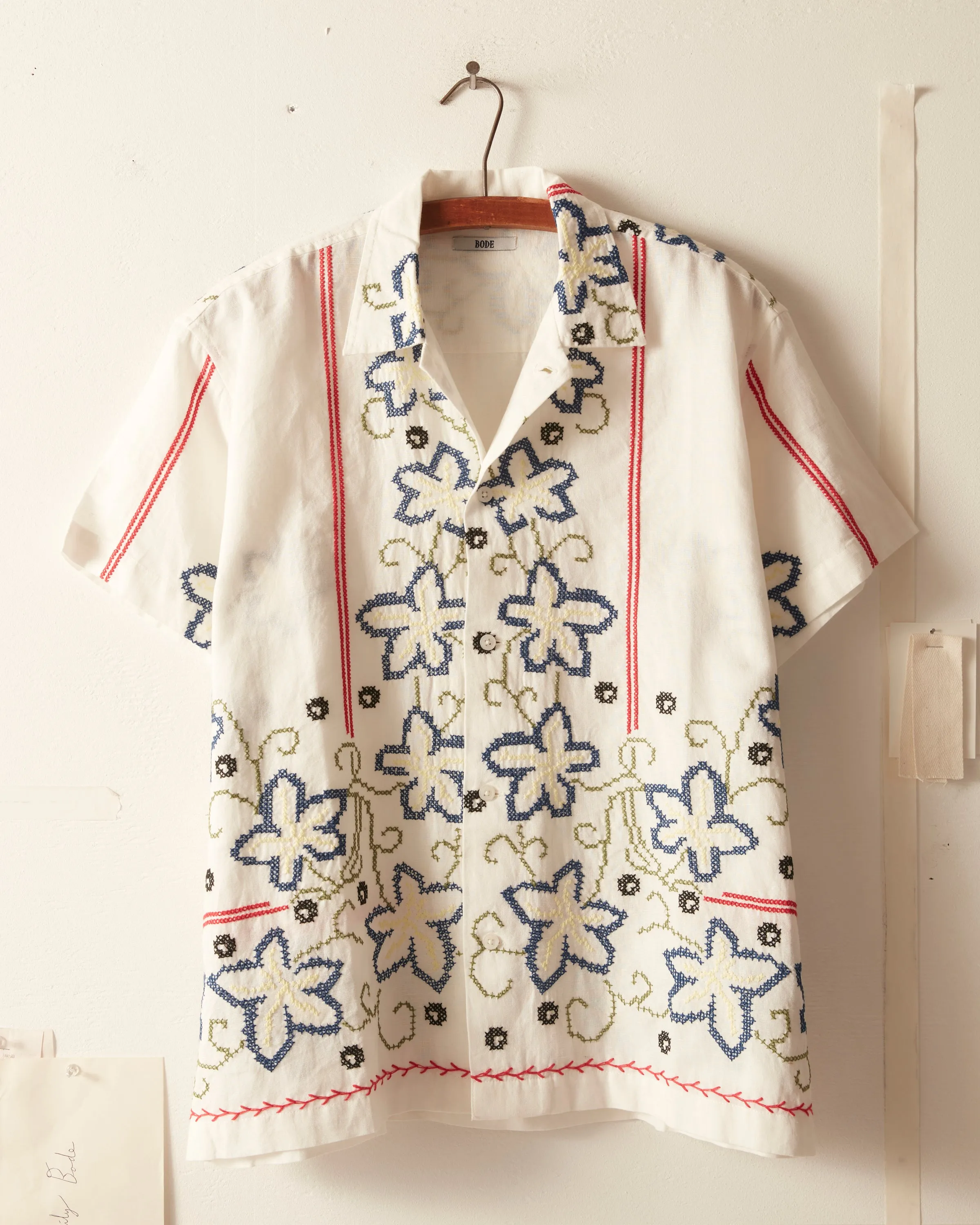 Cornflower Cross Stitch Short Sleeve Shirt sold by BODE product image thumbnail 2