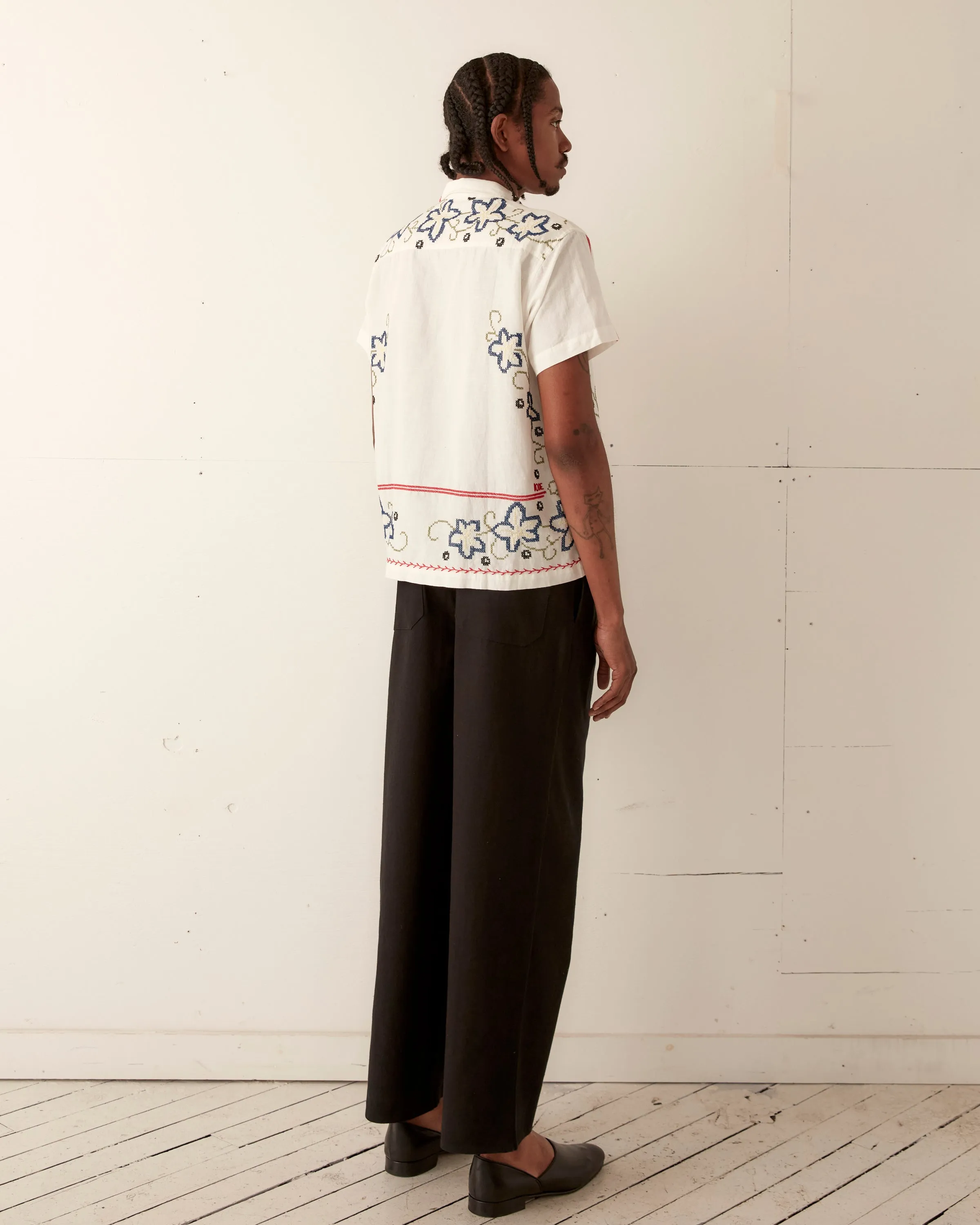Cornflower Cross Stitch Short Sleeve Shirt sold by BODE product image thumbnail 4