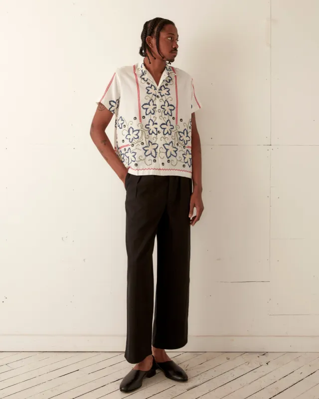 Cornflower Cross Stitch Short Sleeve Shirt sold by BODE