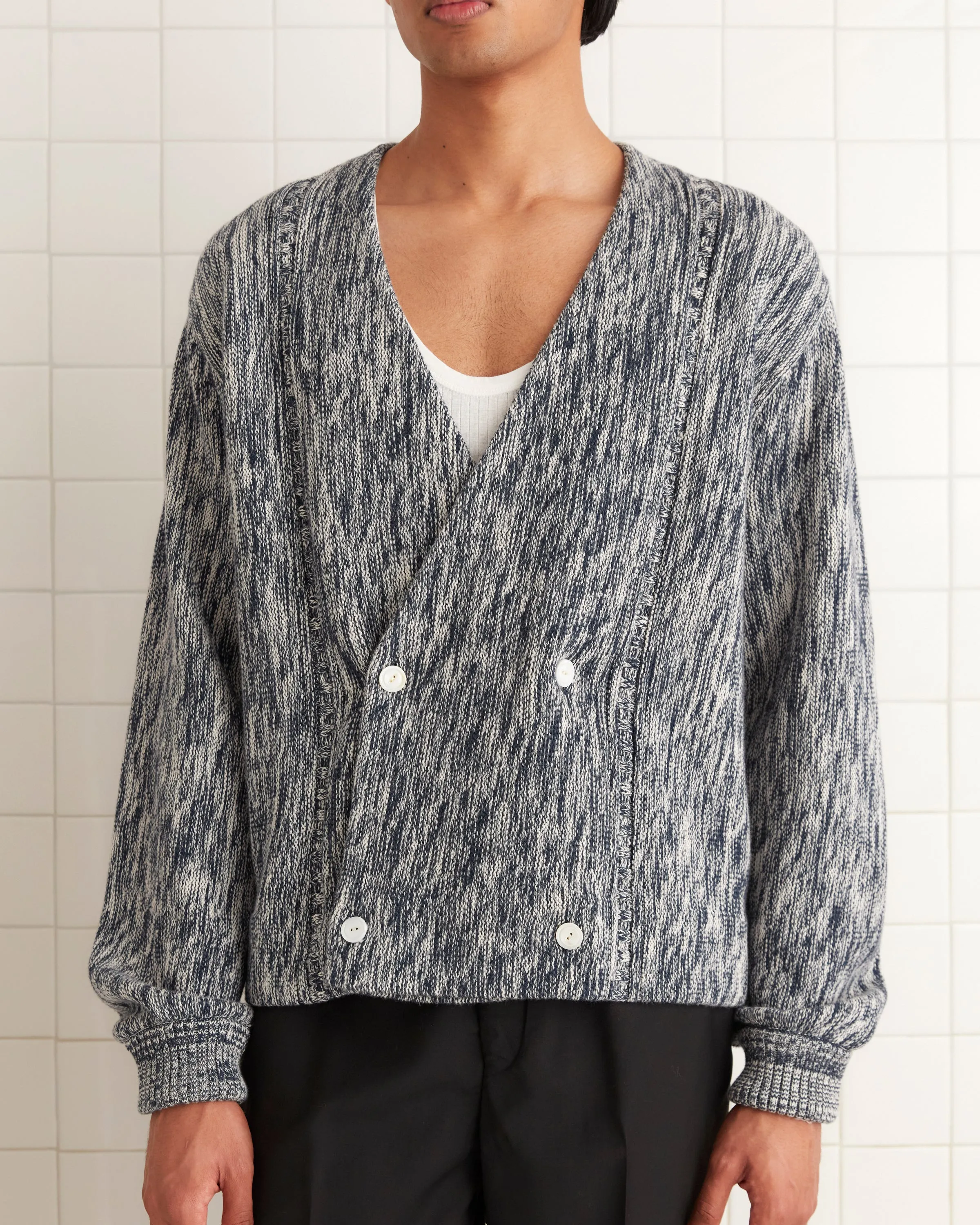 Double-Breasted Cardigan - Marled Blue sold by BODE product image thumbnail 2