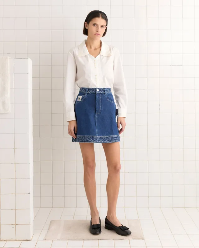 Embroidered Denim Skirt made by BODE