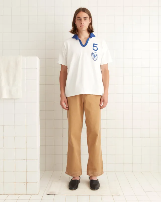 Embroidered Knolly Brook Trousers - Brown sold by BODE