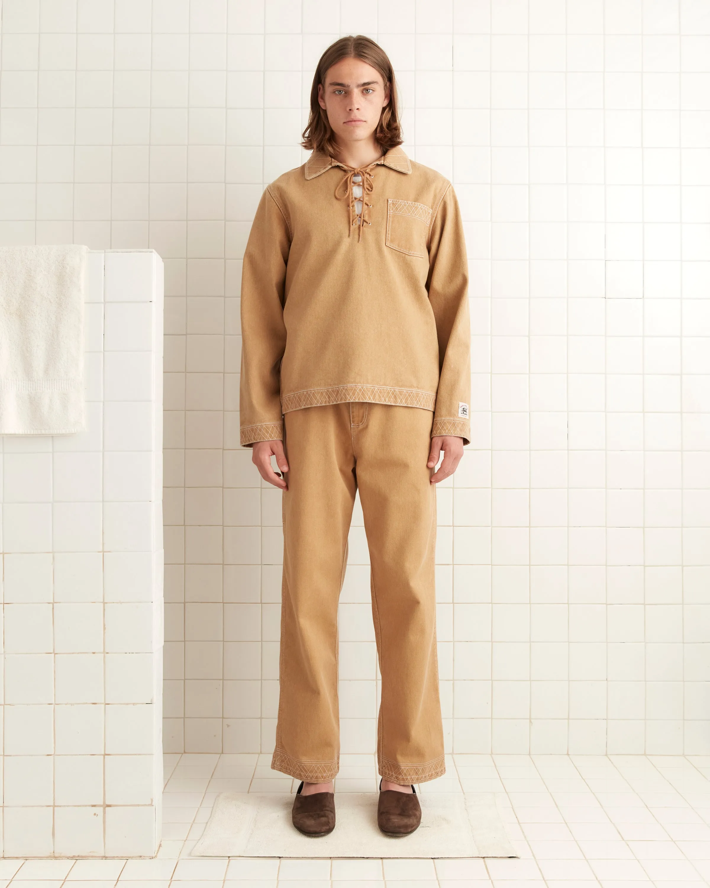 Embroidered Knolly Brook Pullover - Brown sold by BODE