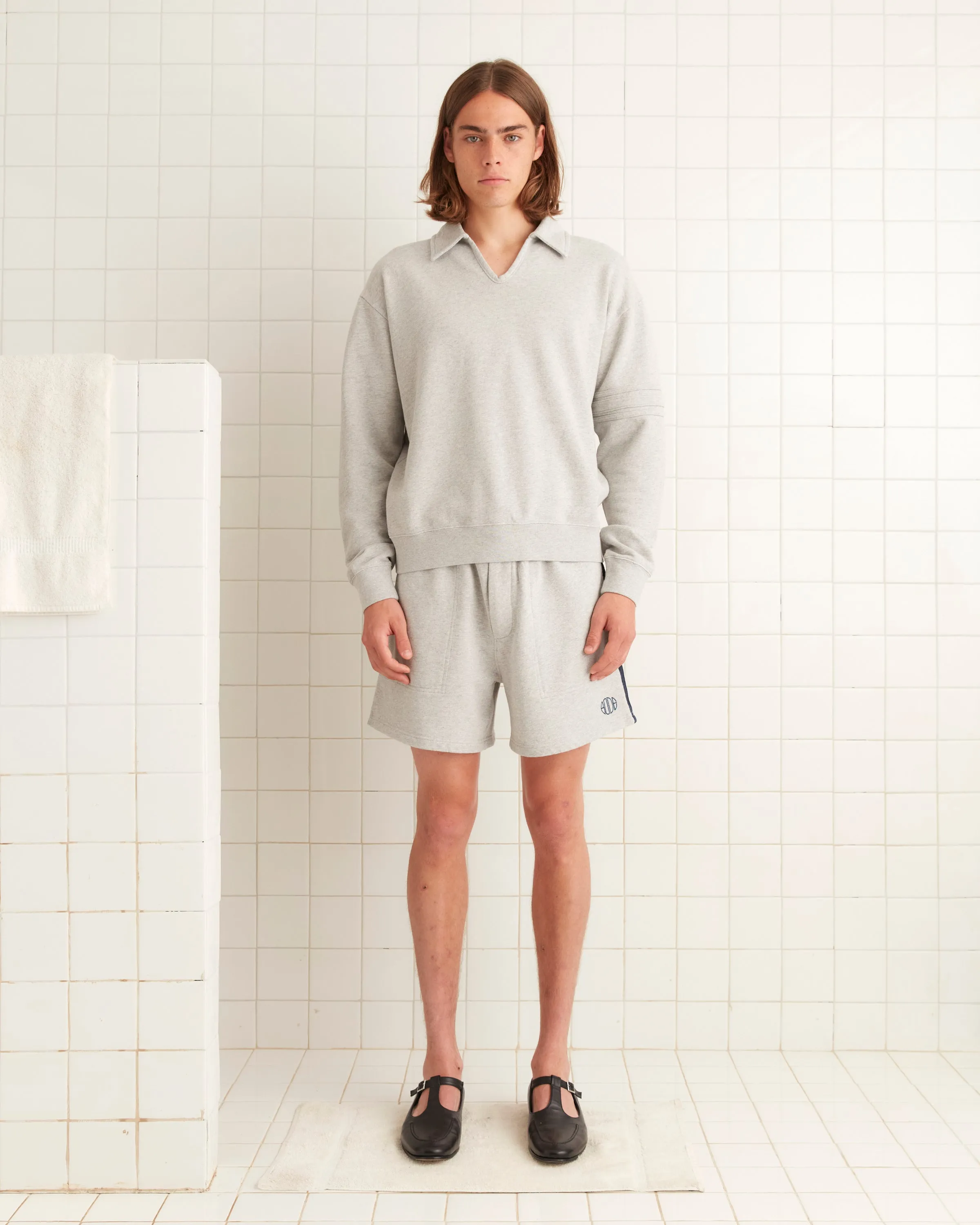 Crew Sweatshorts - Heathered Grey sold by BODE