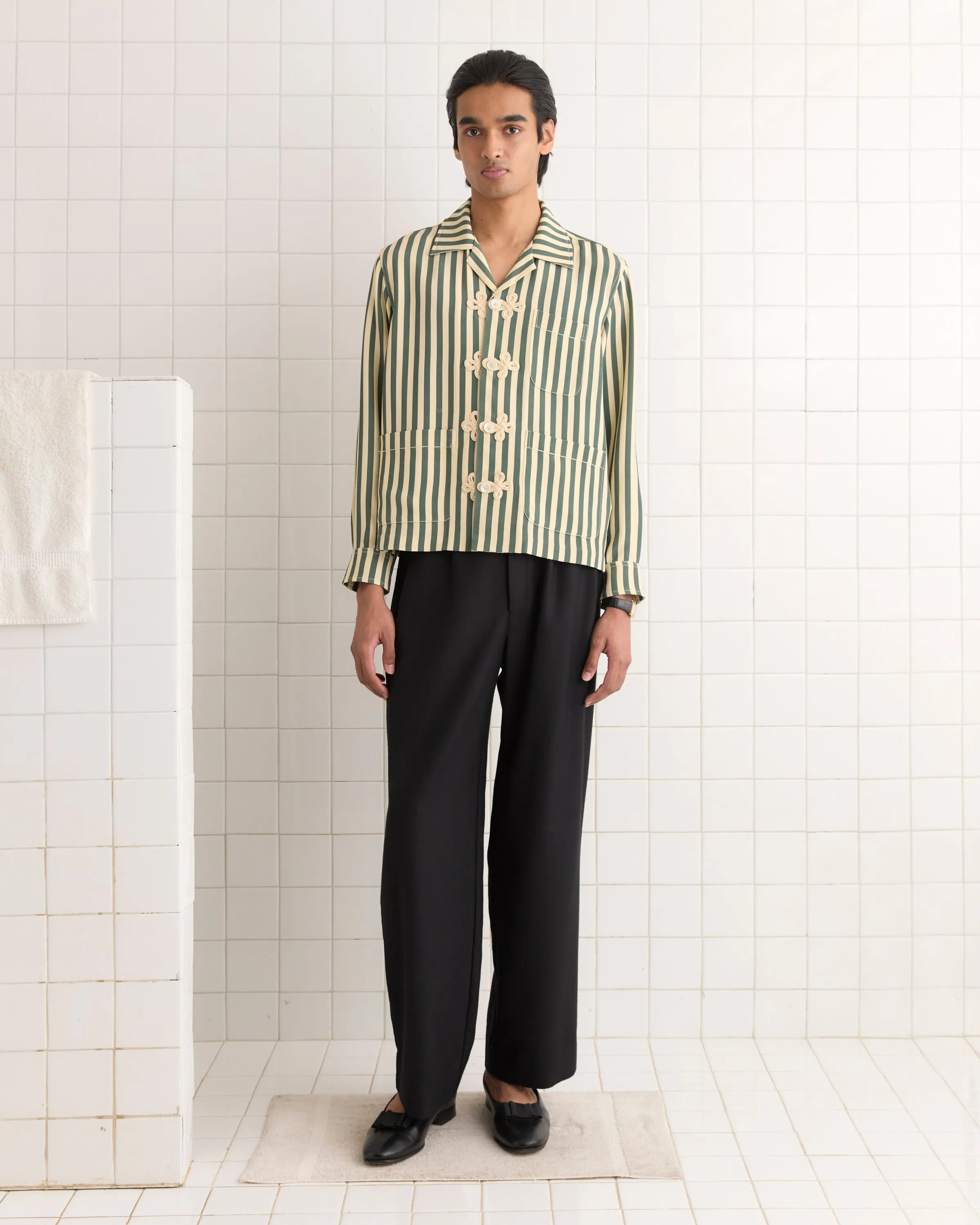 Soda Stripe Trillium Shirt sold by BODE