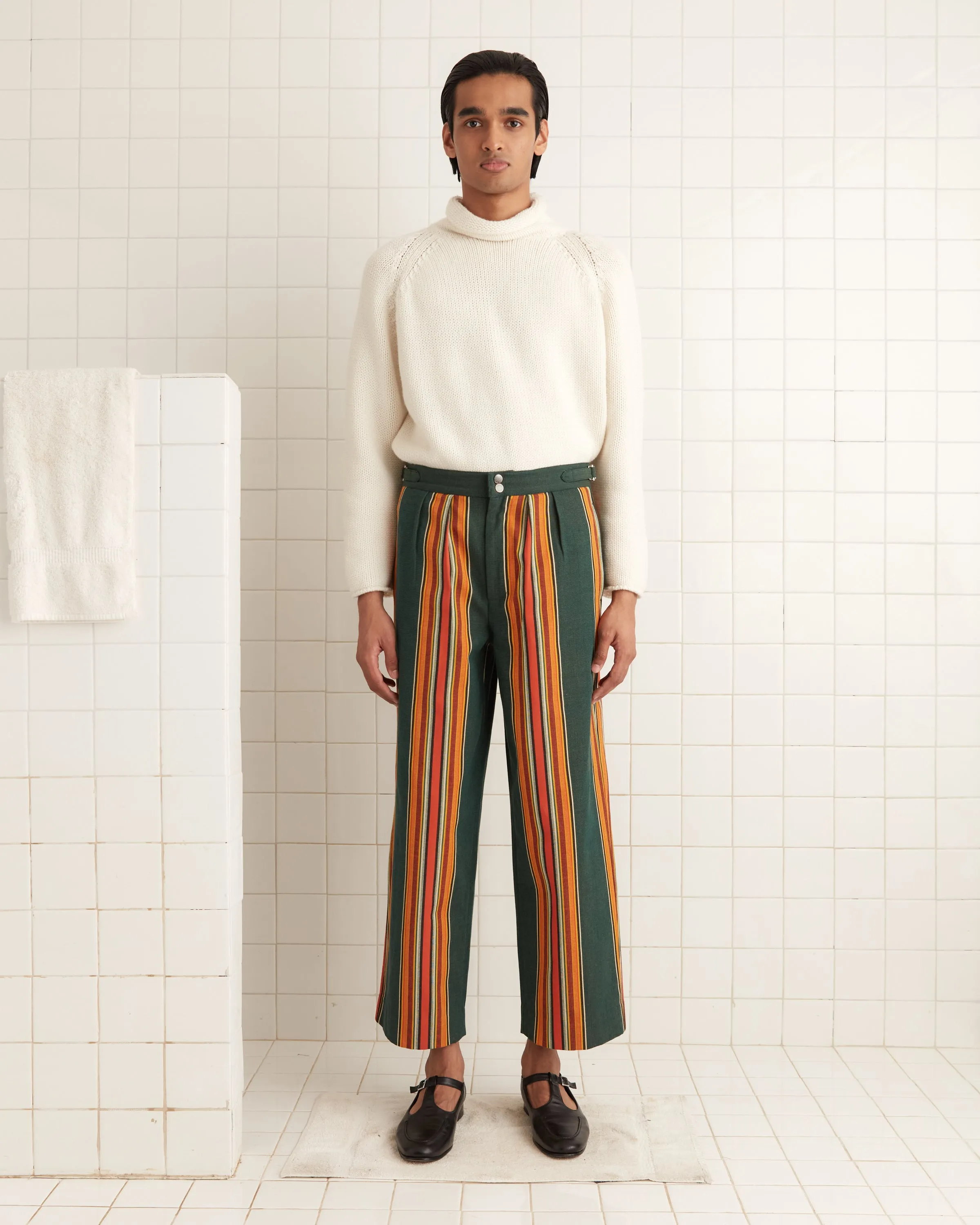 Parakeet Stripe Trousers sold by BODE