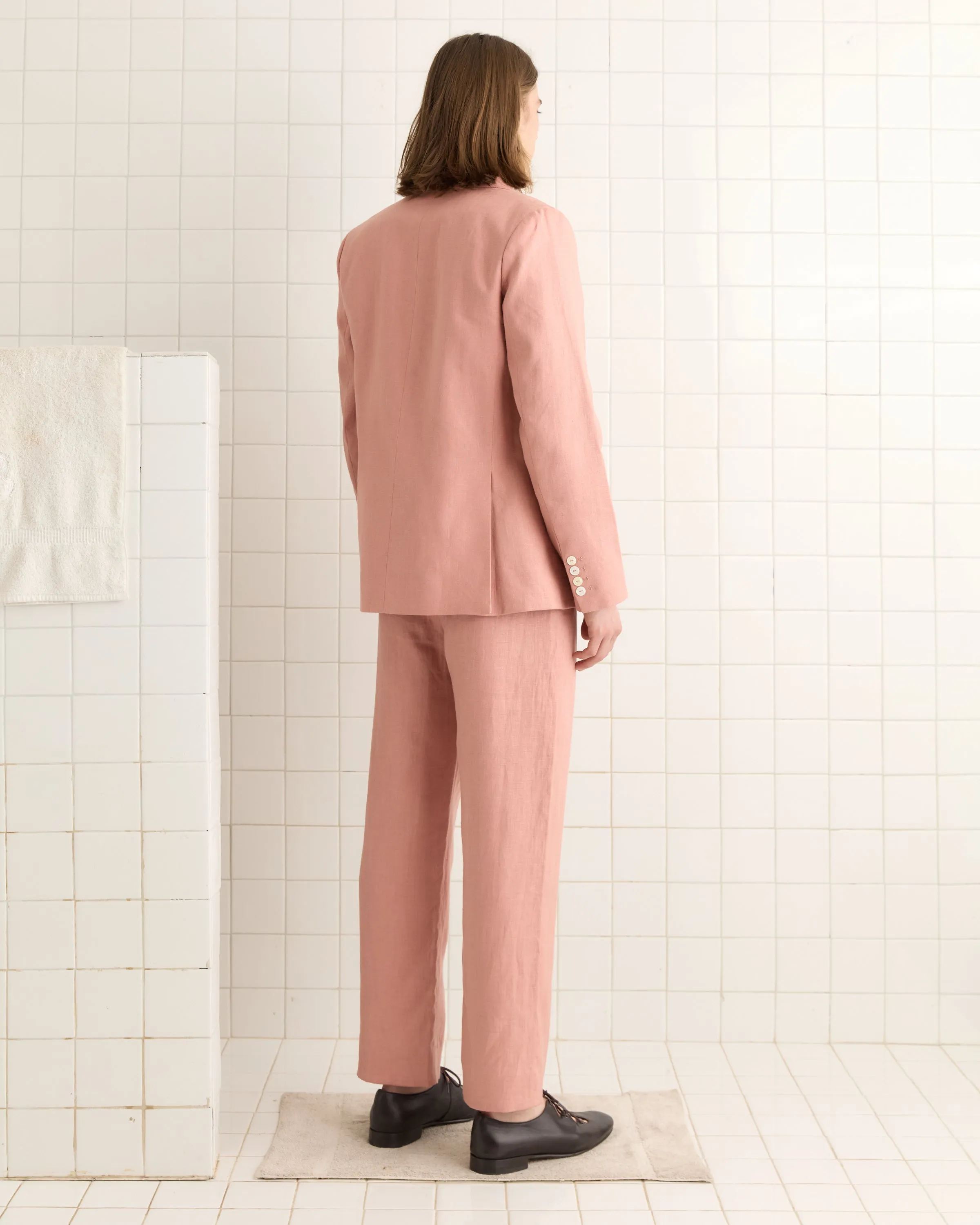 Lightweight Linen Double-Breasted Suit Jacket - Pink sold by BODE product image thumbnail 3