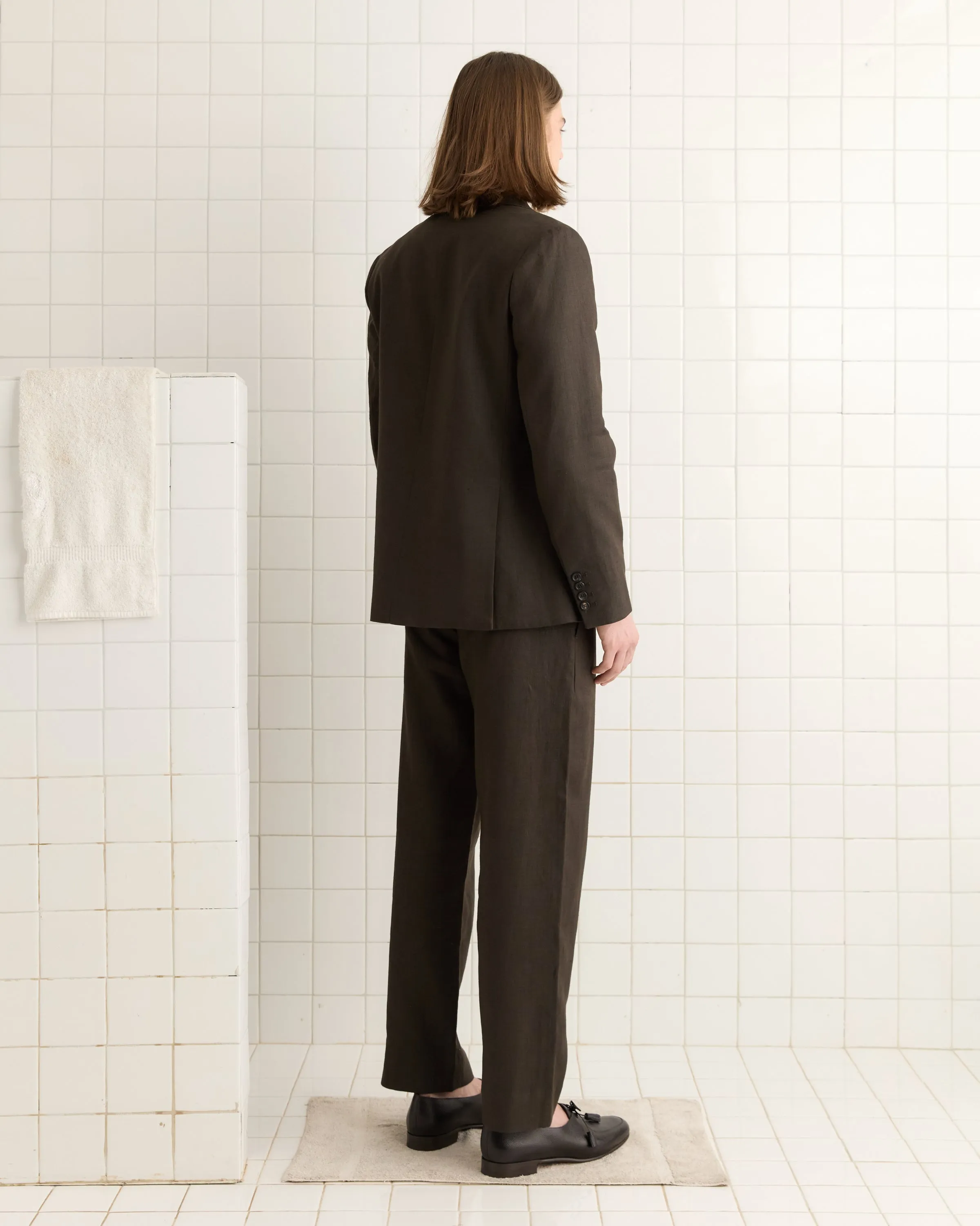 Lightweight Linen Double-Breasted Suit Jacket - Brown/Black sold by BODE product image thumbnail 3