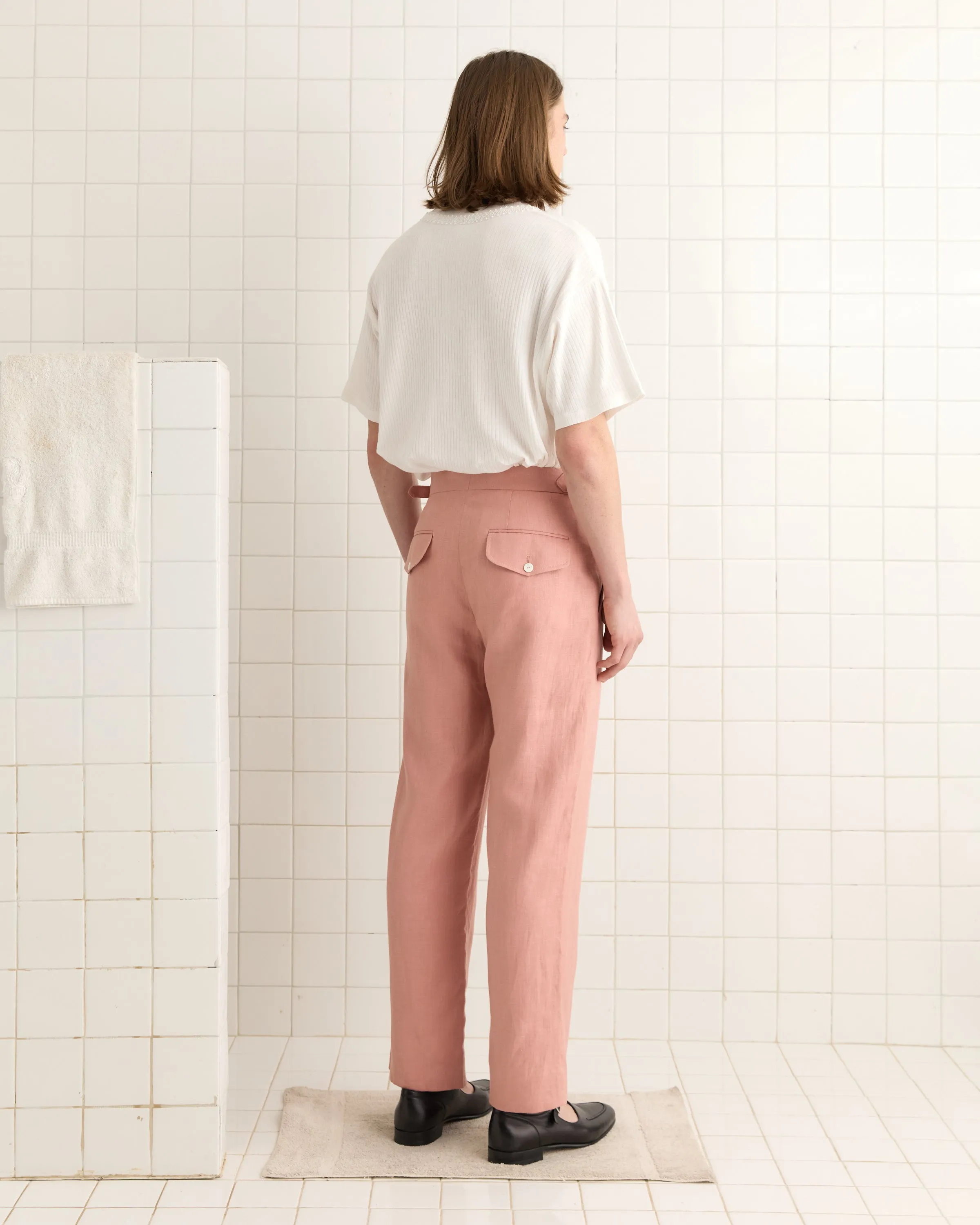 Lightweight Linen Side-Buckle Trousers - Pink sold by BODE product image thumbnail 3