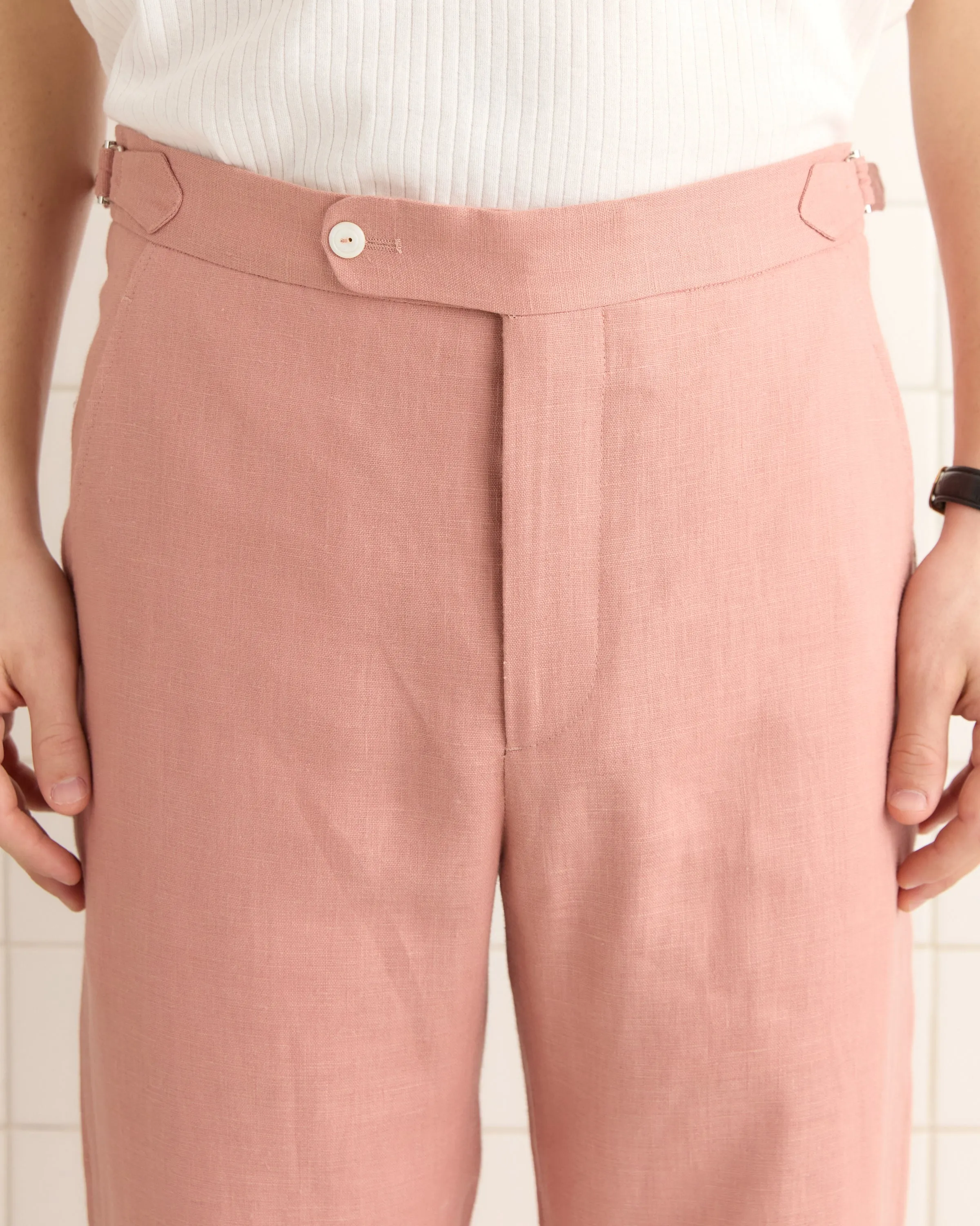 Lightweight Linen Side-Buckle Trousers - Pink sold by BODE product image thumbnail 2