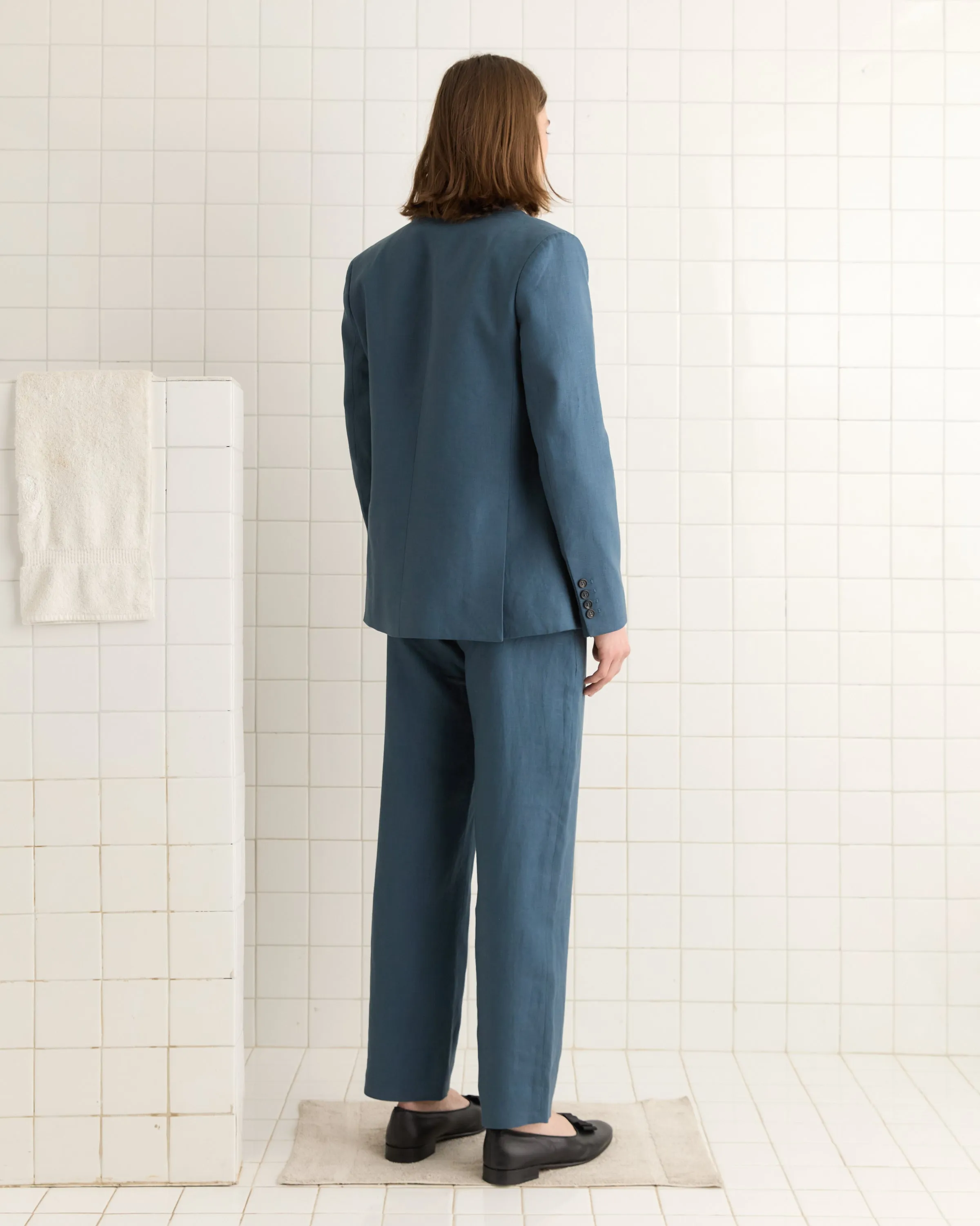 Lightweight Linen Double-Breasted Suit Jacket - Teal sold by BODE product image thumbnail 3