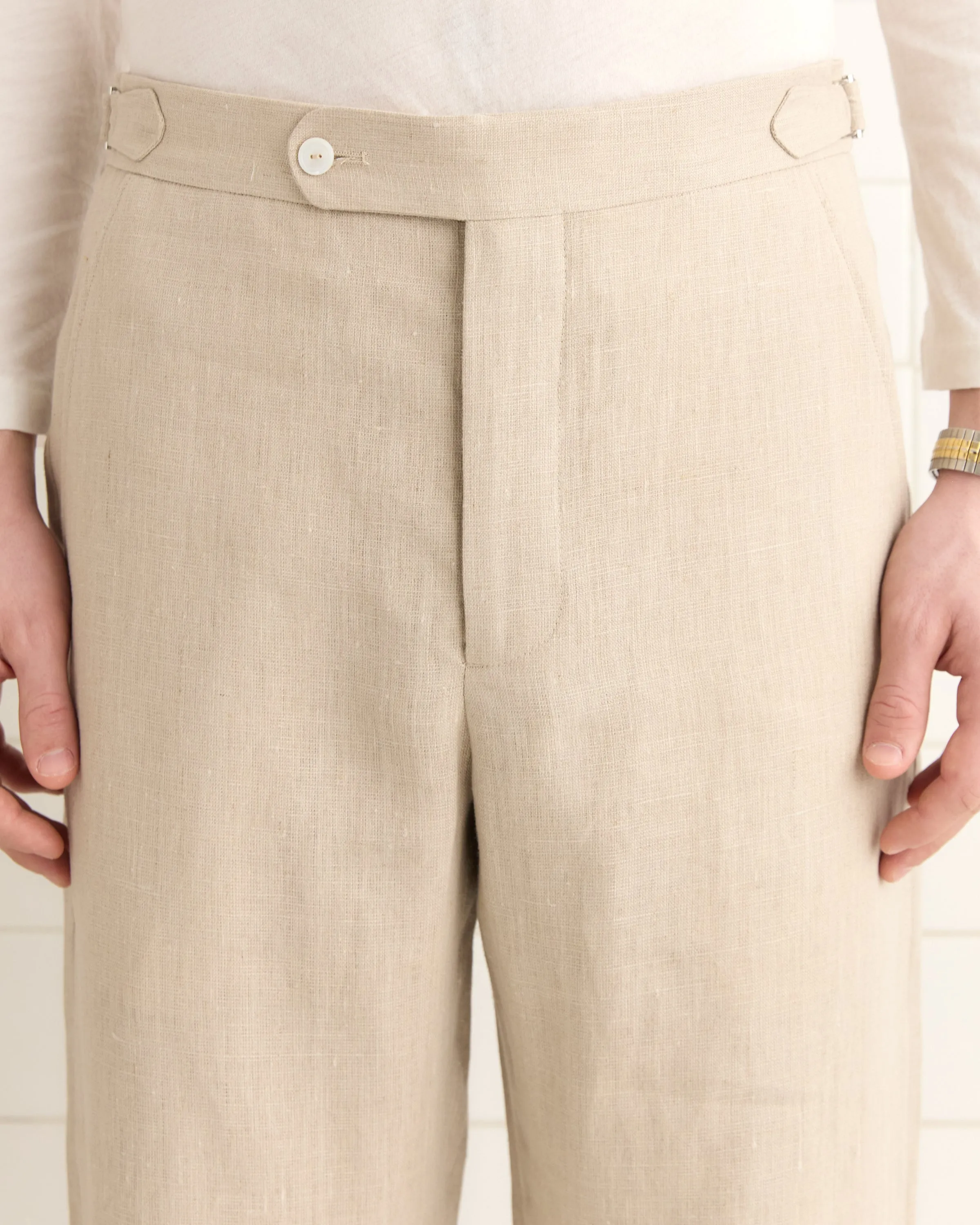 Lightweight Linen Side-Buckle Trousers - Wheat sold by BODE product image thumbnail 2
