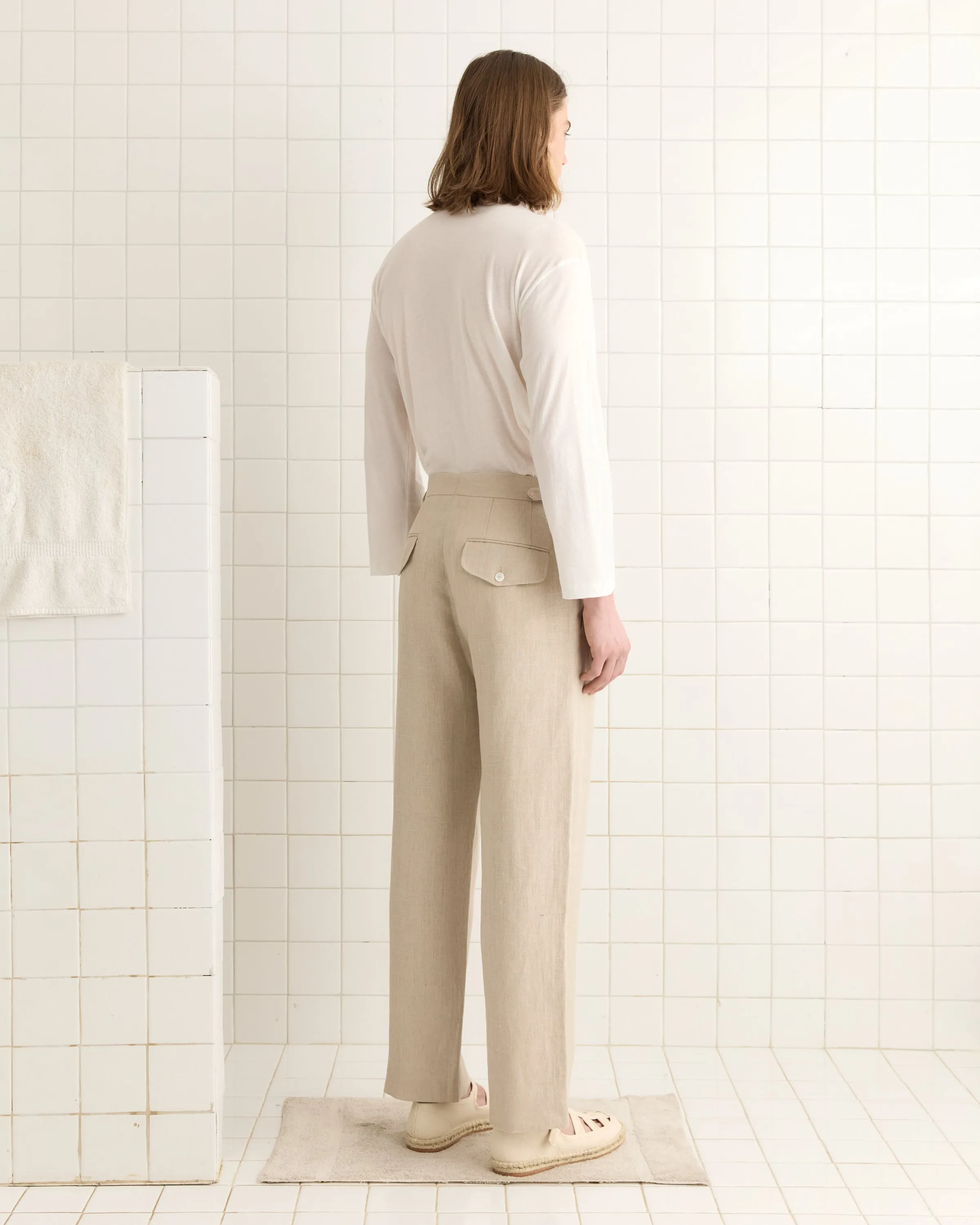 Lightweight Linen Side-Buckle Trousers - Wheat sold by BODE product image thumbnail 3