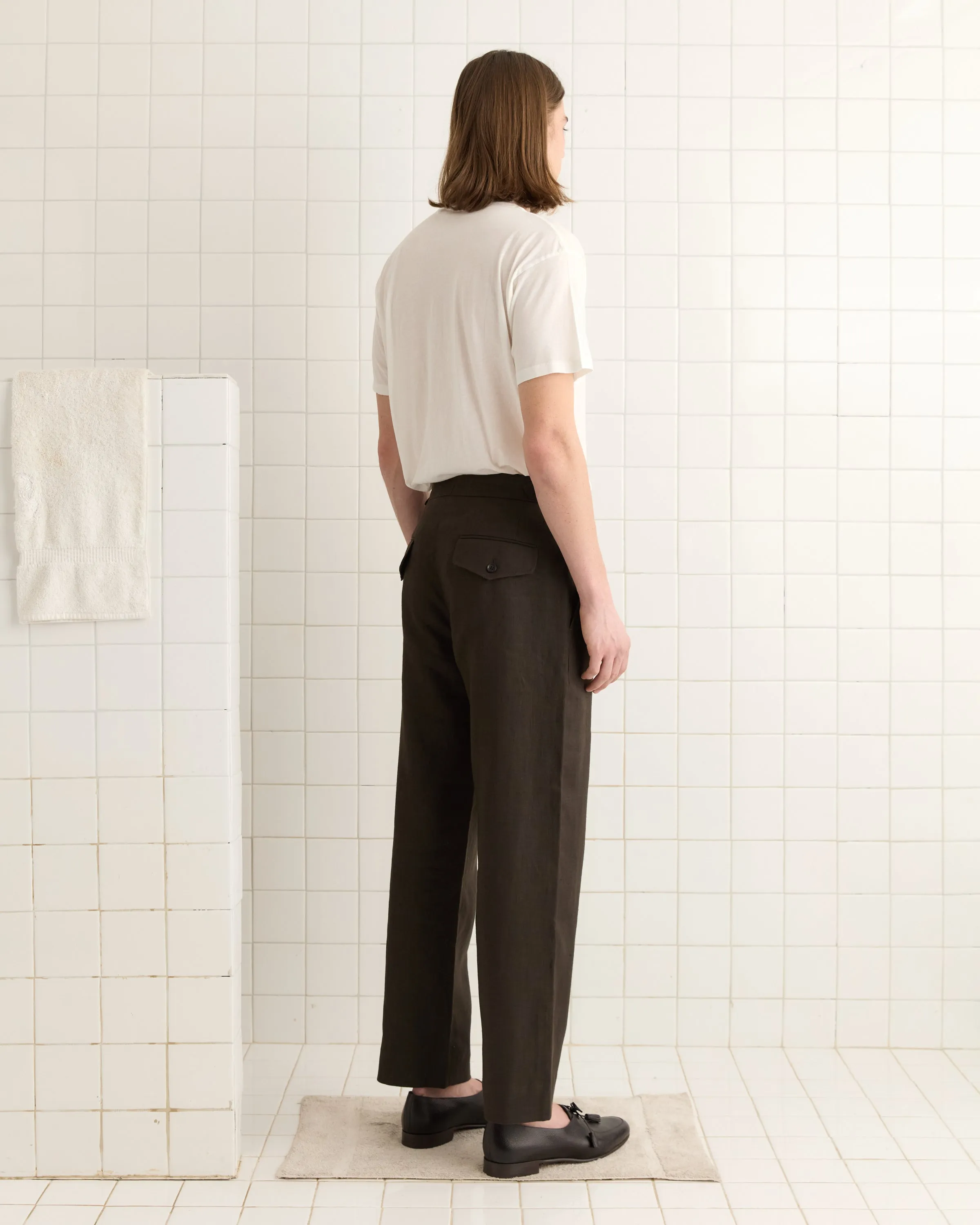Lightweight Linen Side-Buckle Trousers - Brown/Black sold by BODE product image thumbnail 3