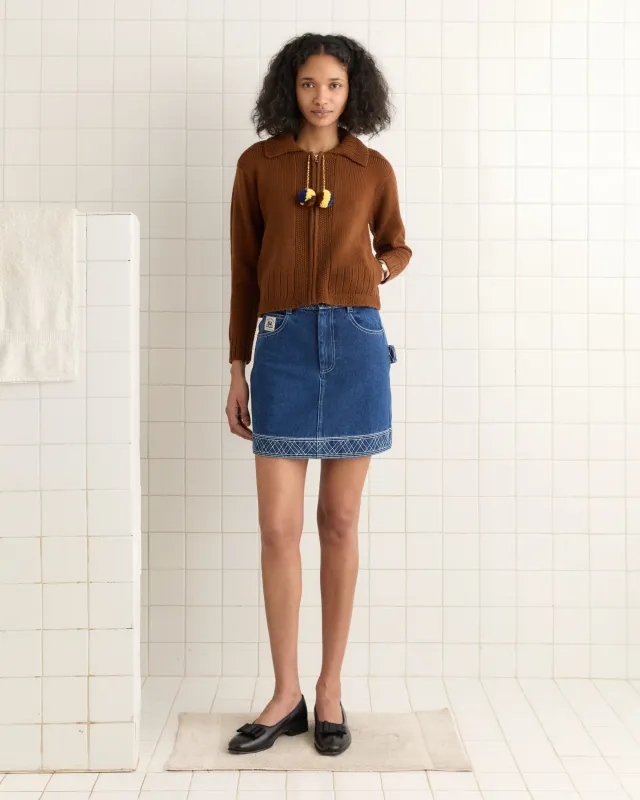 Marion Pom Cardigan - Brown sold by BODE