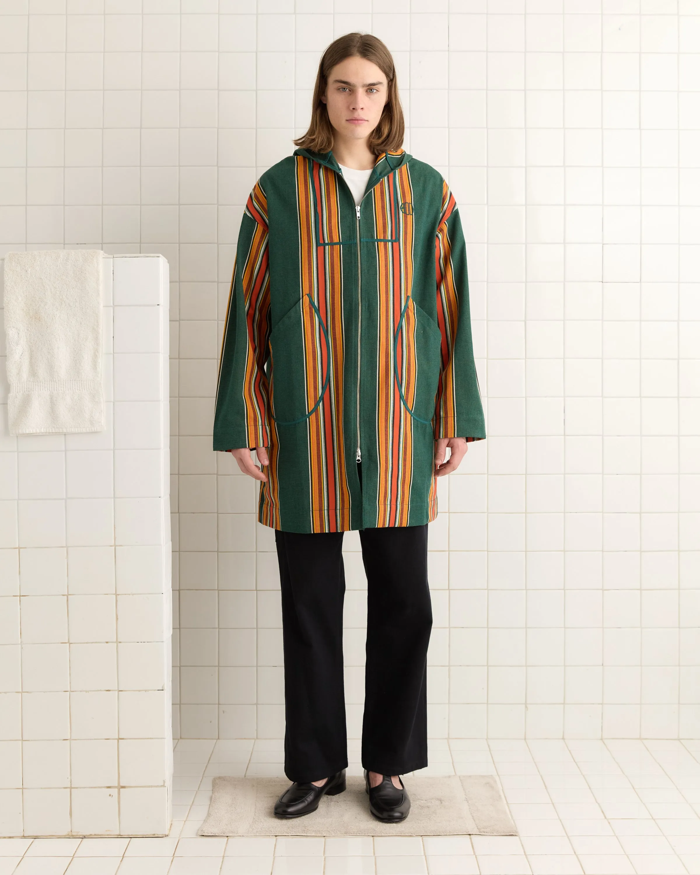 Parakeet Stripe Sideline Coat sold by BODE