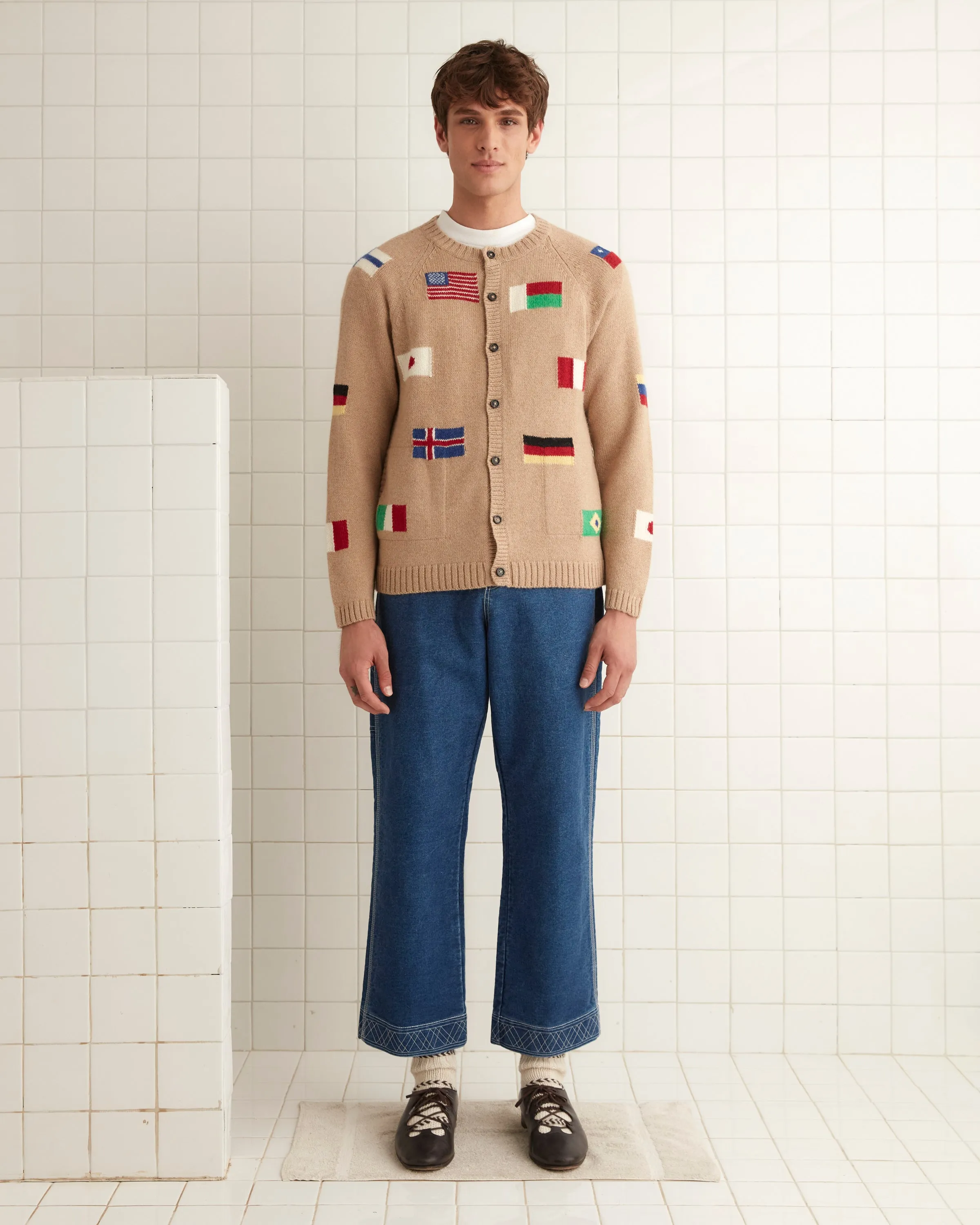 Round-the-World Cardigan - Tan sold by BODE