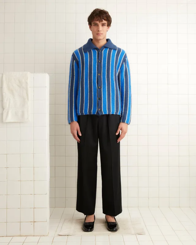 Mohair Stripe Cardigan - Blue/Multi sold by BODE