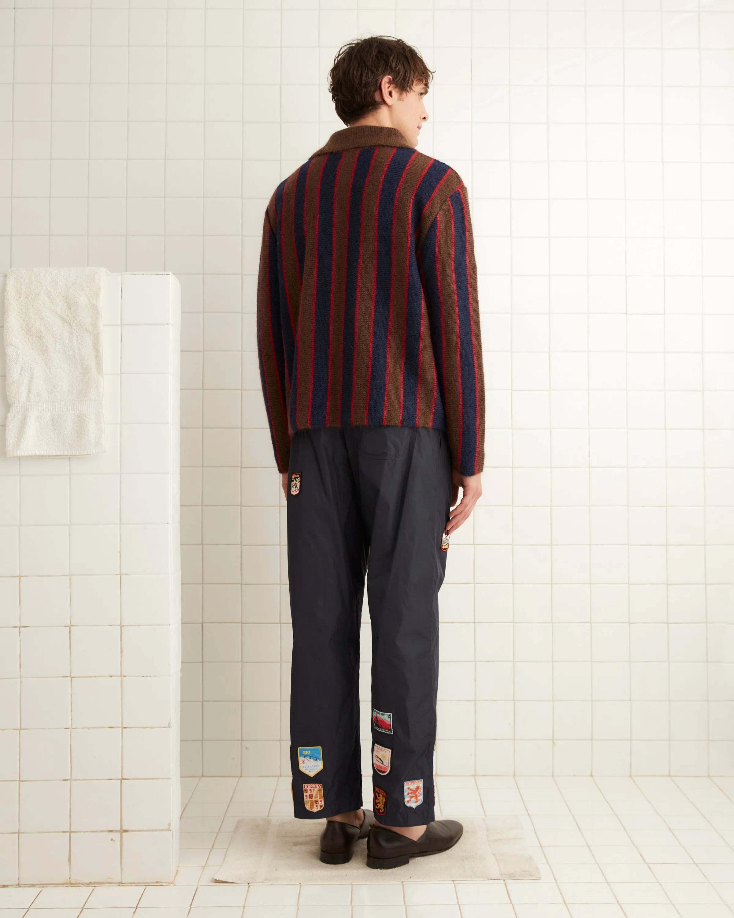 Mohair Stripe Cardigan - Navy/Brown sold by BODE product image thumbnail 3