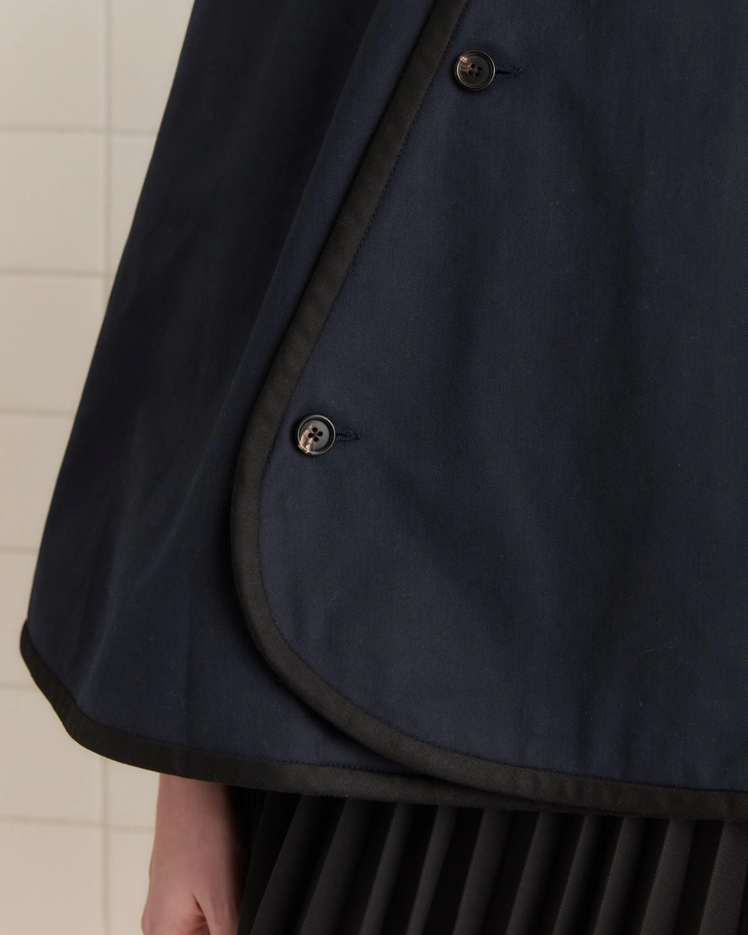Waxed Herringbone Rain Cape - Navy sold by BODE product image thumbnail 3