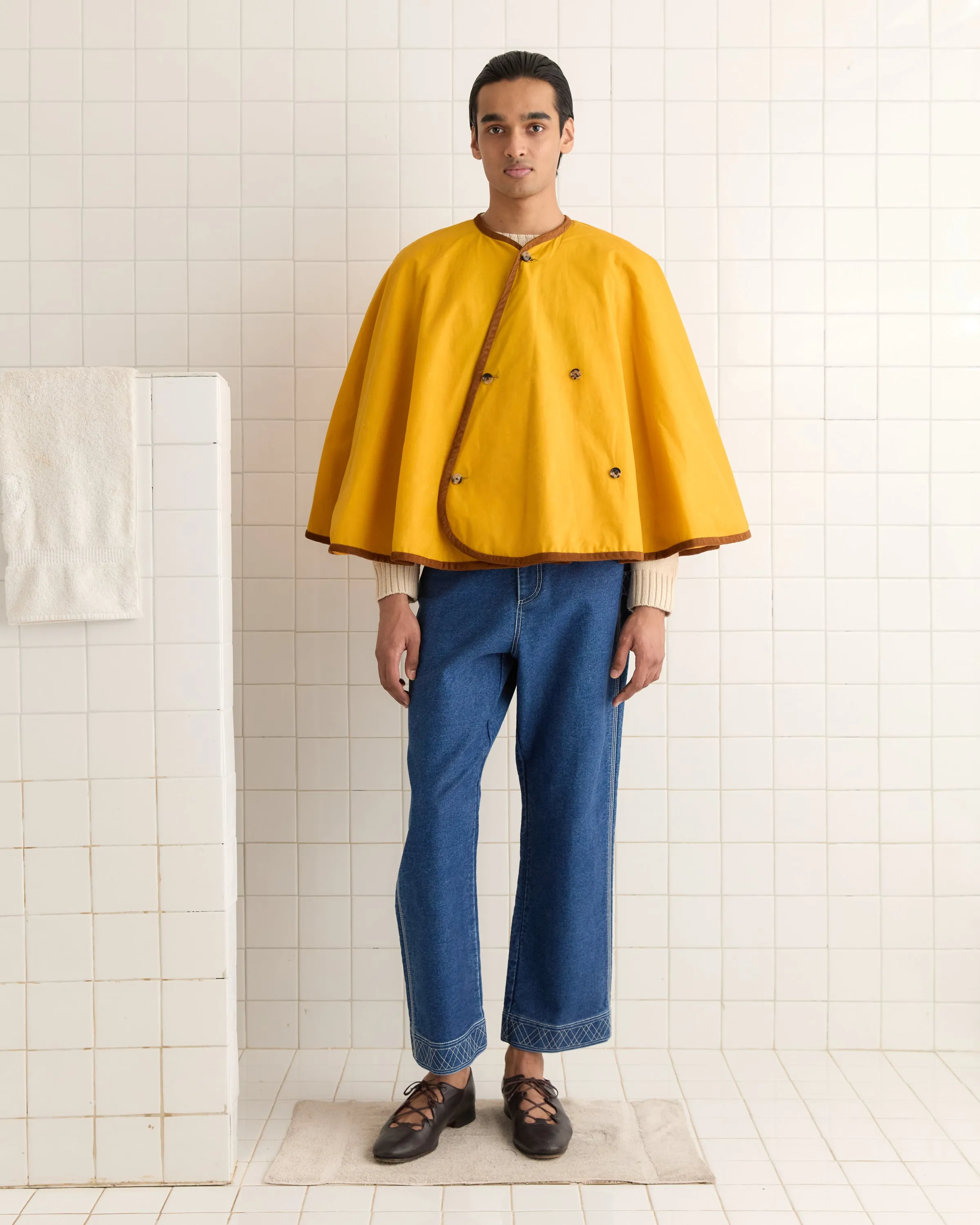 Waxed Rain Cape - Yellow sold by BODE