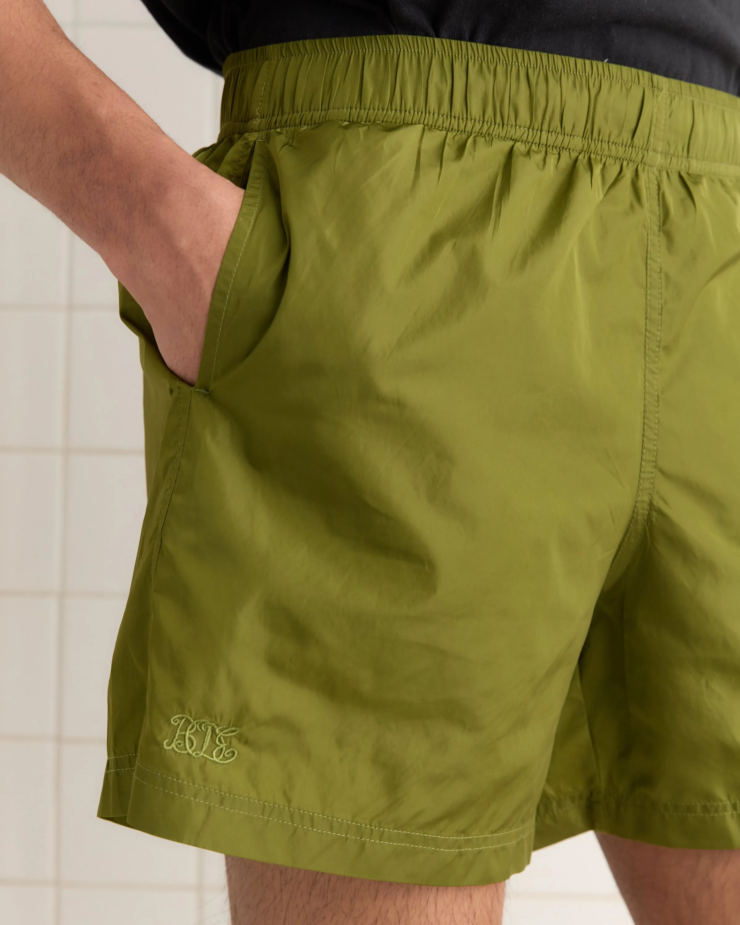 Nylon Track Shorts - Olive sold by BODE product image thumbnail 2