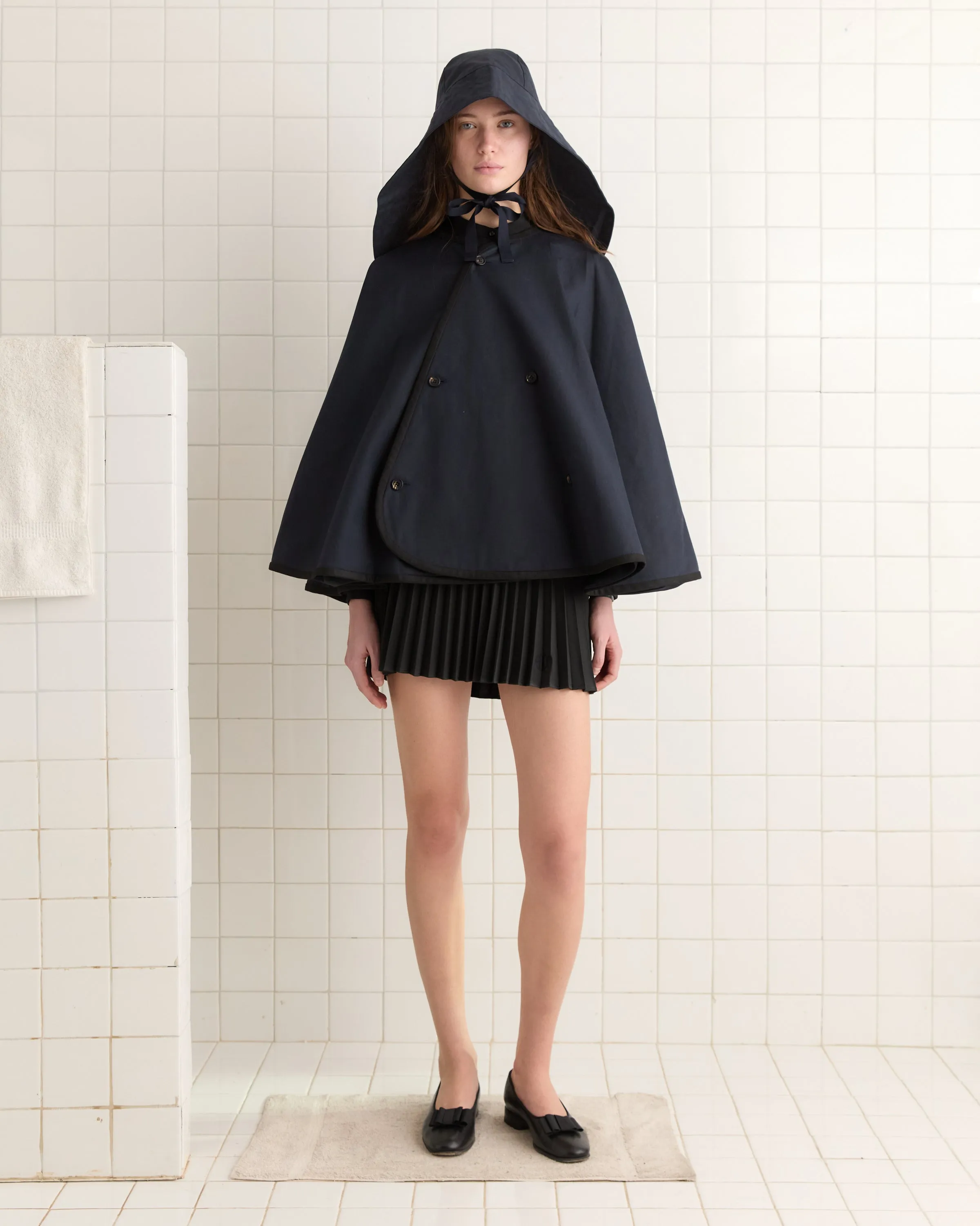 Waxed Herringbone Rain Hat - Navy sold by BODE product image thumbnail 2