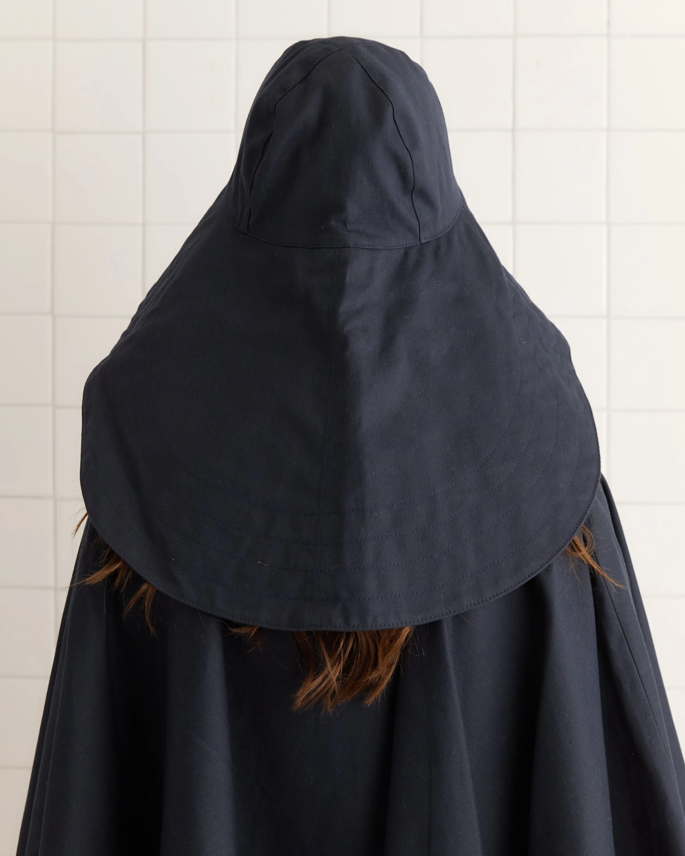 Waxed Herringbone Rain Hat - Navy sold by BODE product image thumbnail 3