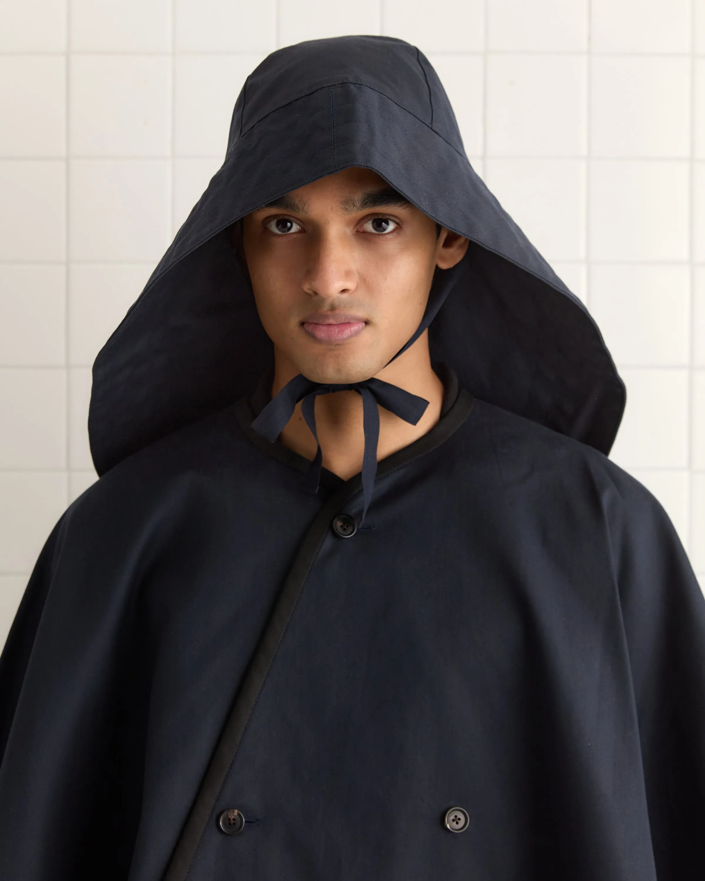 Waxed Herringbone Rain Hat - Navy sold by BODE product image thumbnail 5