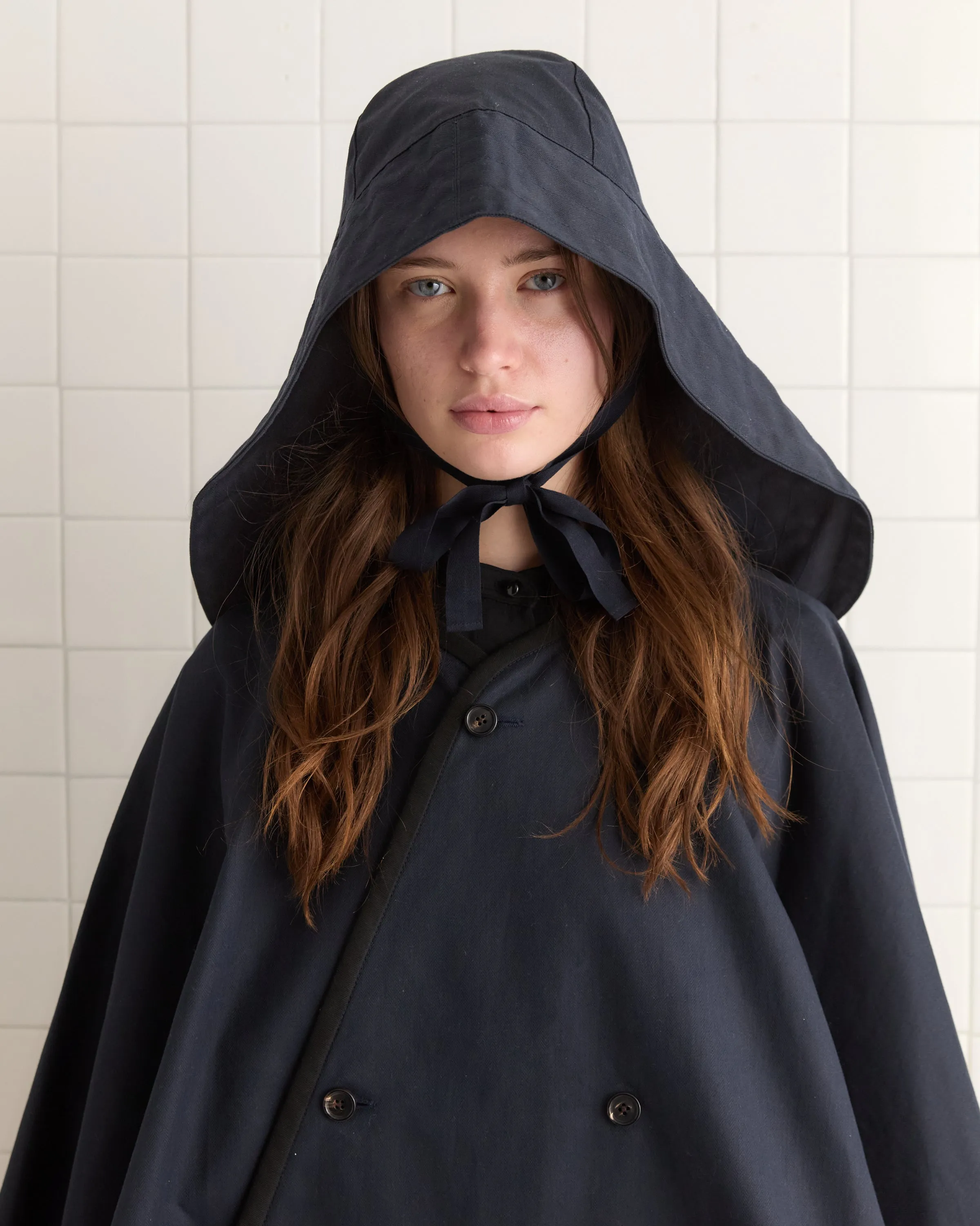 Waxed Herringbone Rain Hat - Navy sold by BODE product image thumbnail 4