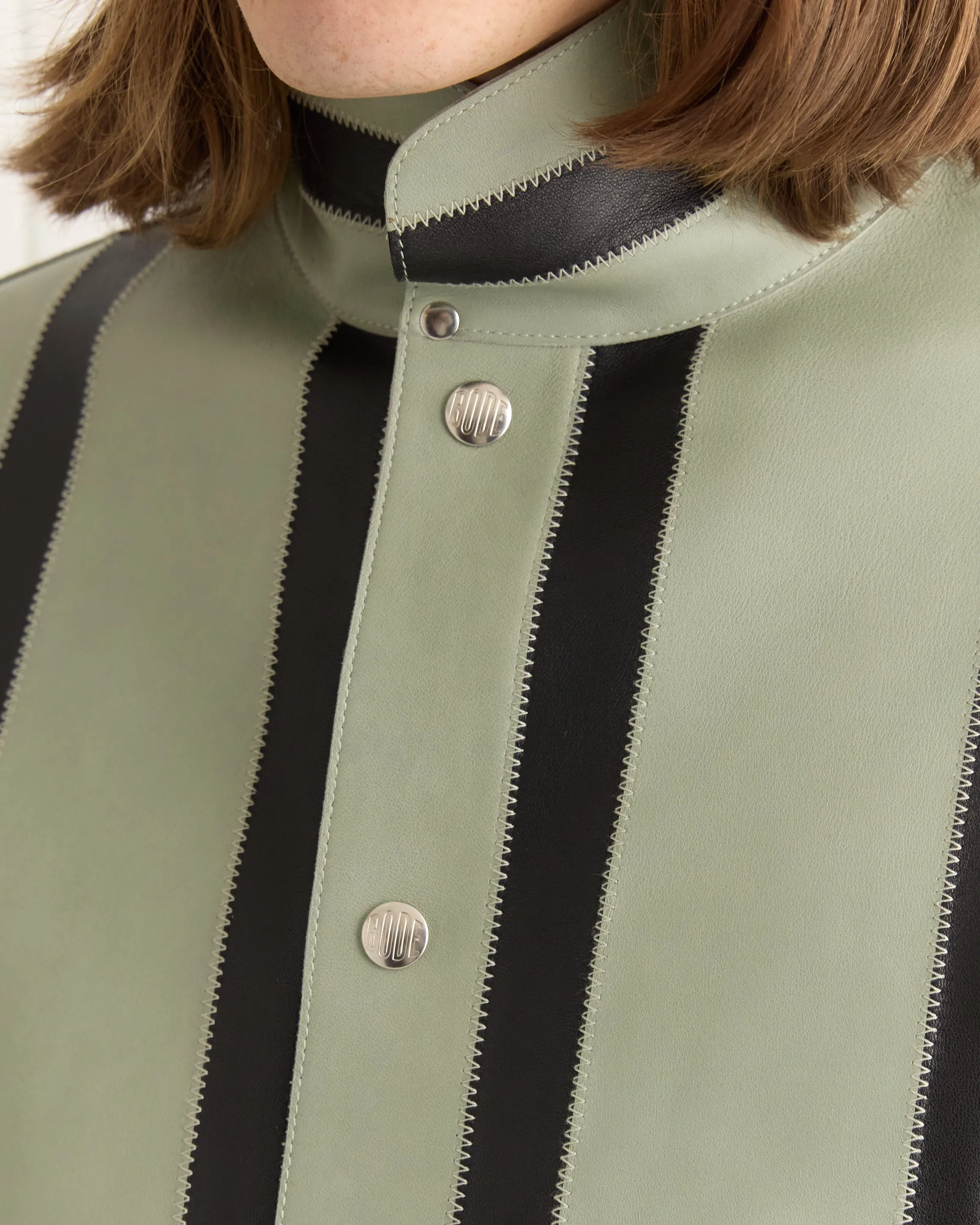 Seafoam Stripe Welding Jacket - Seafoam/Black sold by BODE product image thumbnail 3