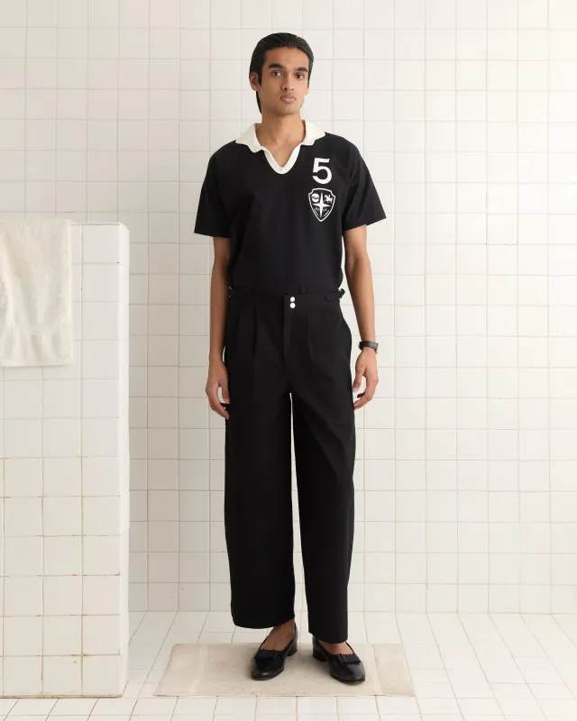 Wide Leg Snap Trousers - Black made by BODE