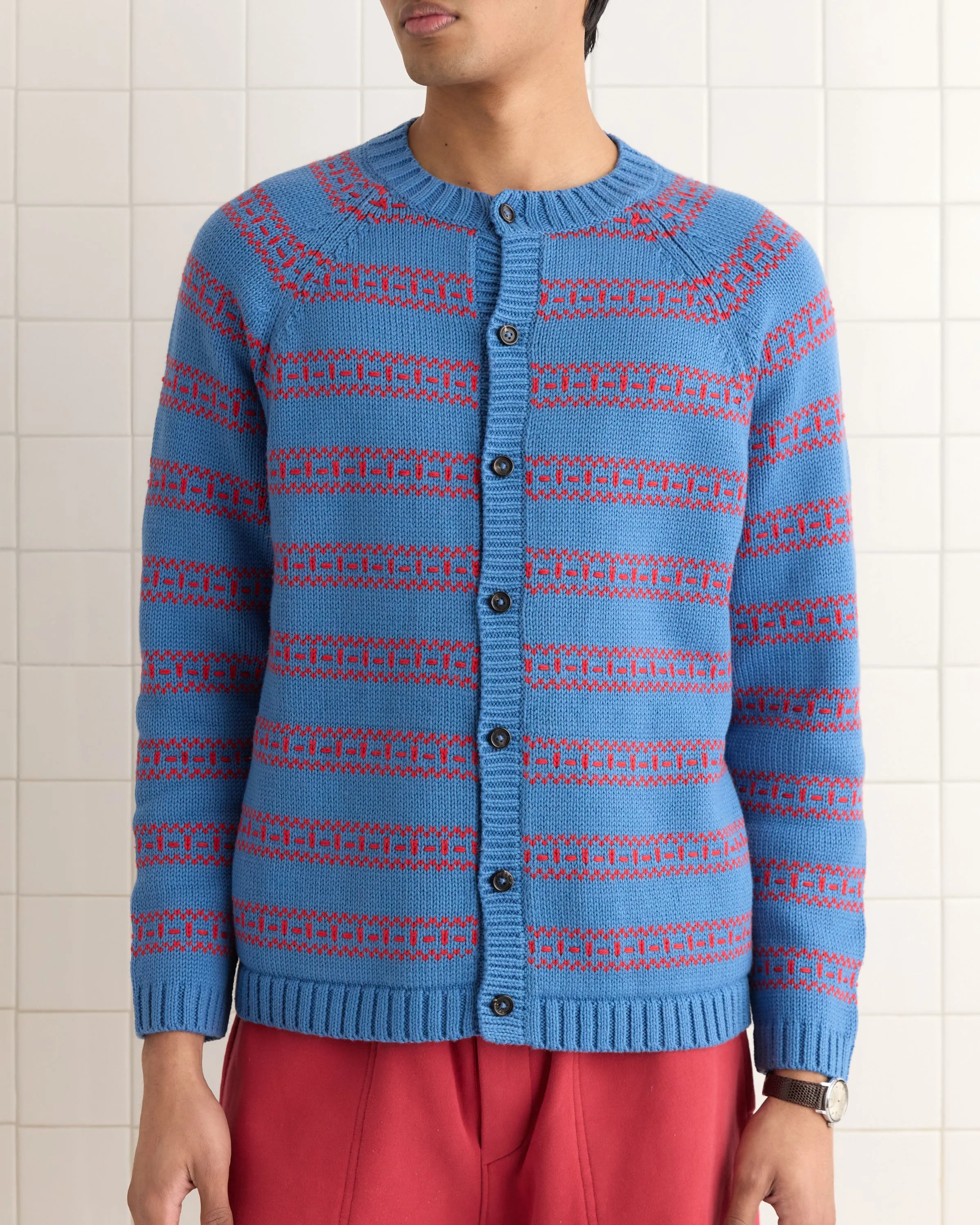 Meandering Stripe Cardigan - Blue sold by BODE product image thumbnail 2