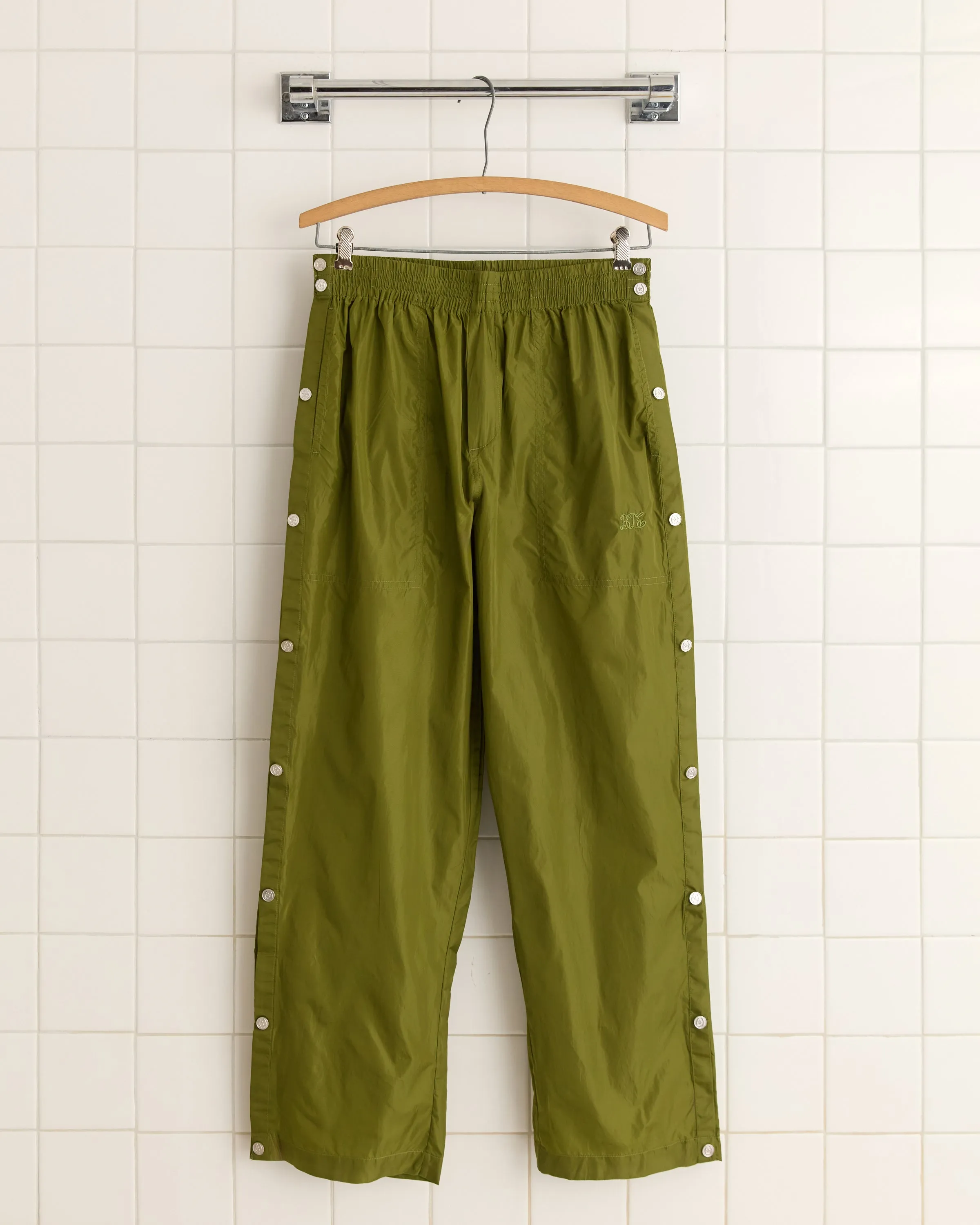 Nylon Tear-Away Track Pants - Olive sold by BODE