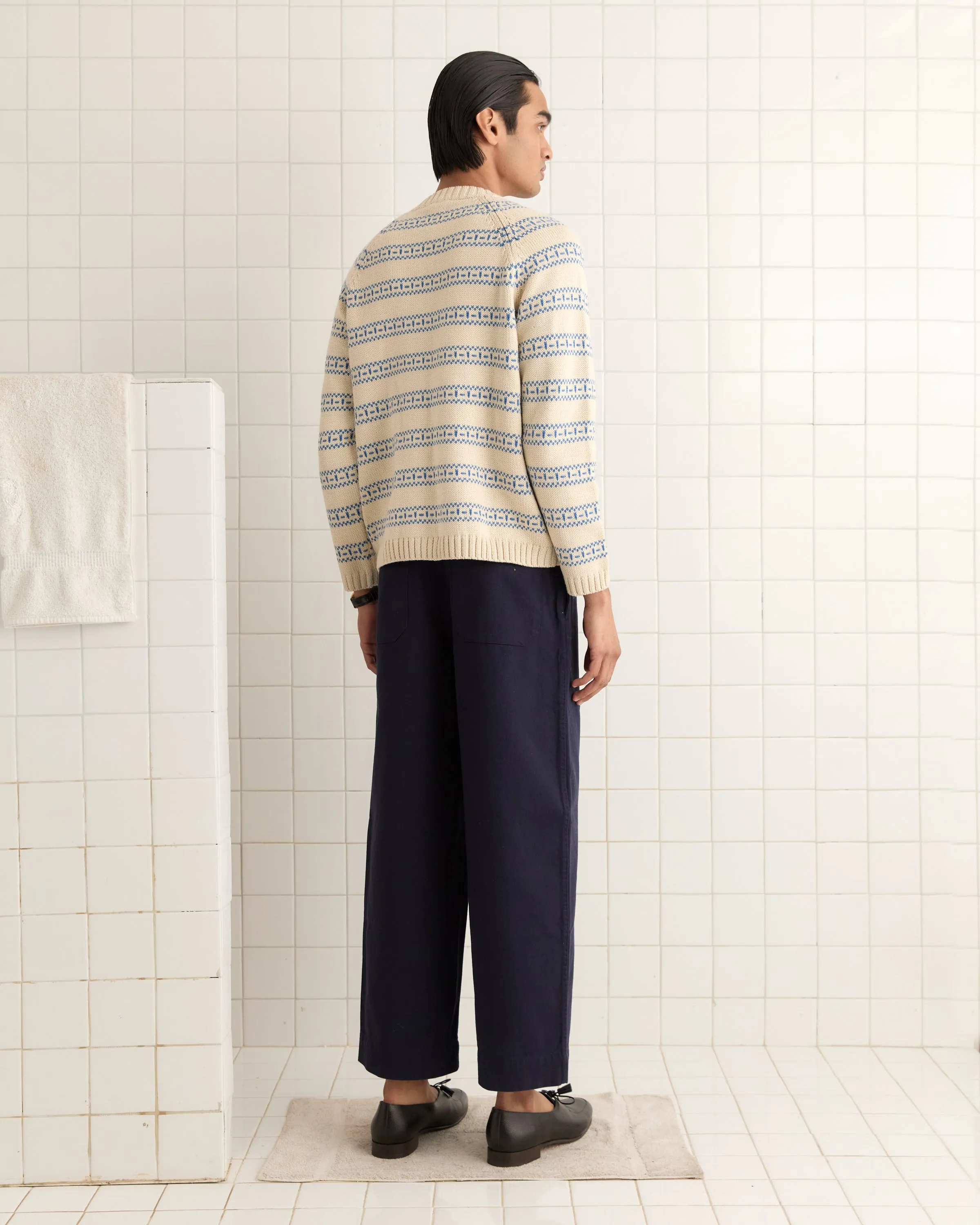 Meandering Stripe Cardigan - Cream sold by BODE product image thumbnail 3