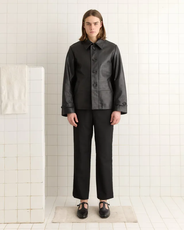 Cropped Continental Coat - Black sold by BODE